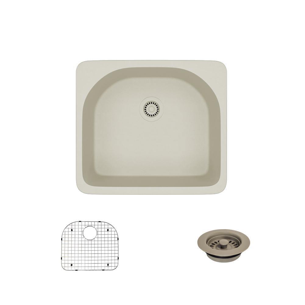 Rene 25" Composite Granite Kitchen Sink, Concrete, R3-2005-CON-ST-CGF - The Sink Boutique