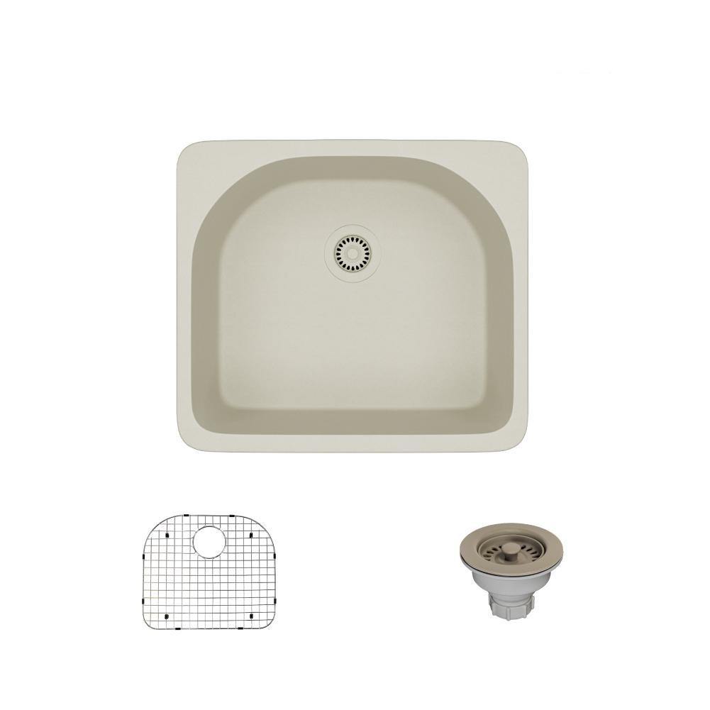 Rene 25" Composite Granite Kitchen Sink, Concrete, R3-2005-CON-ST-CGS - The Sink Boutique