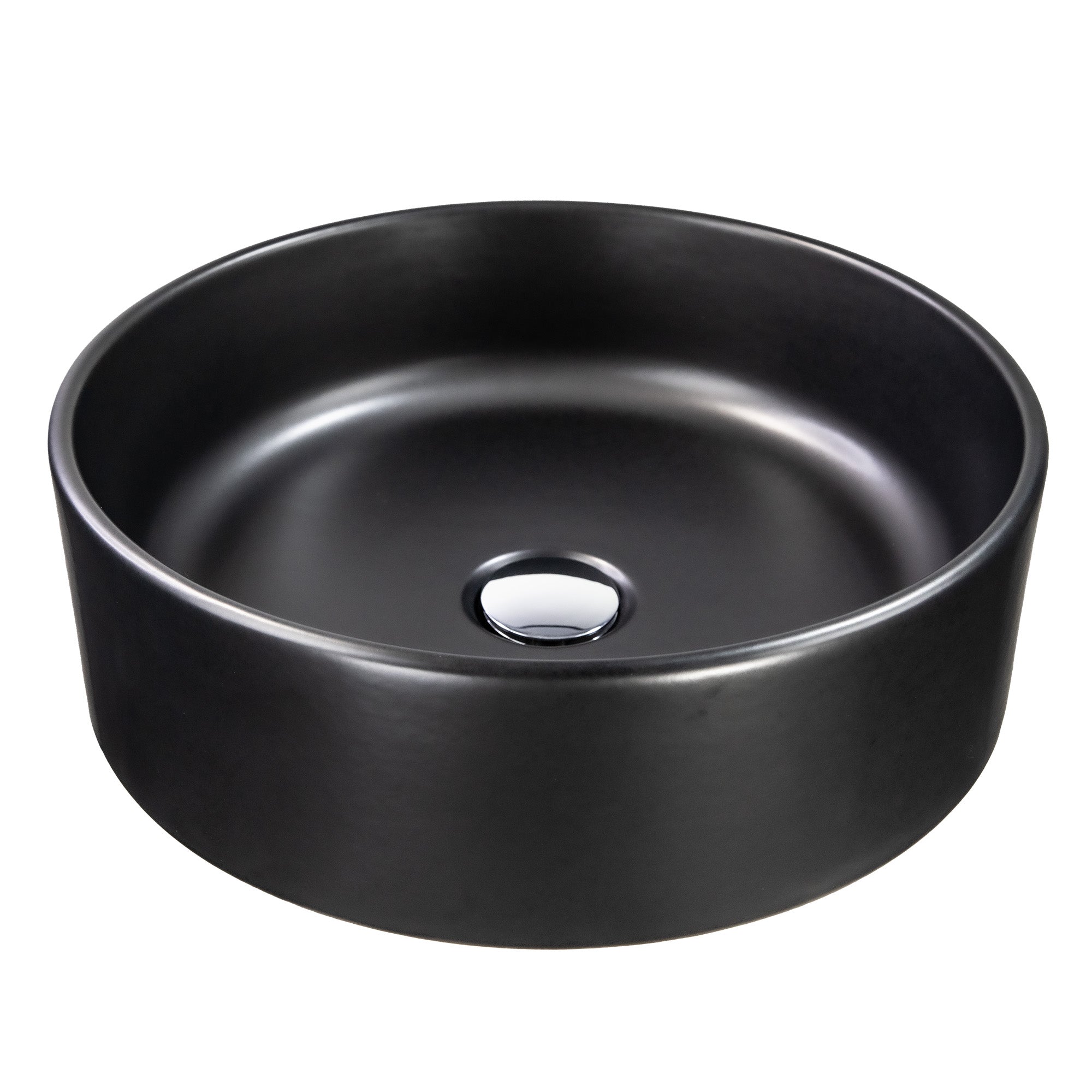 Main Image for Nantucket Sinks Regatta 15.75" Diameter Round Fireclay Bathroom Vessel Sink with Accessories, Matte Black, RC4011MB