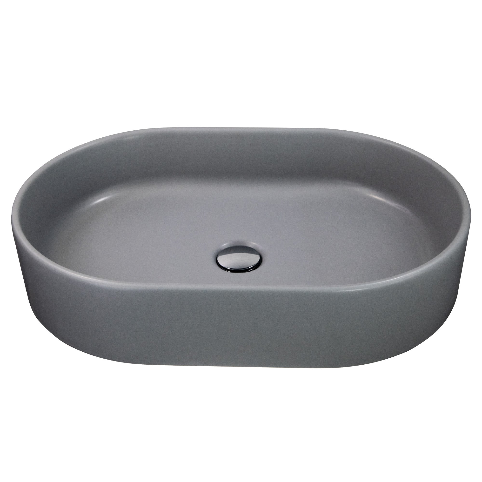 Main Image for Nantucket Sinks Regatta 23.75" x 15.75" Oval Fireclay Bathroom Vessel Sink with Accessories, Matte Concrete, RC5022C