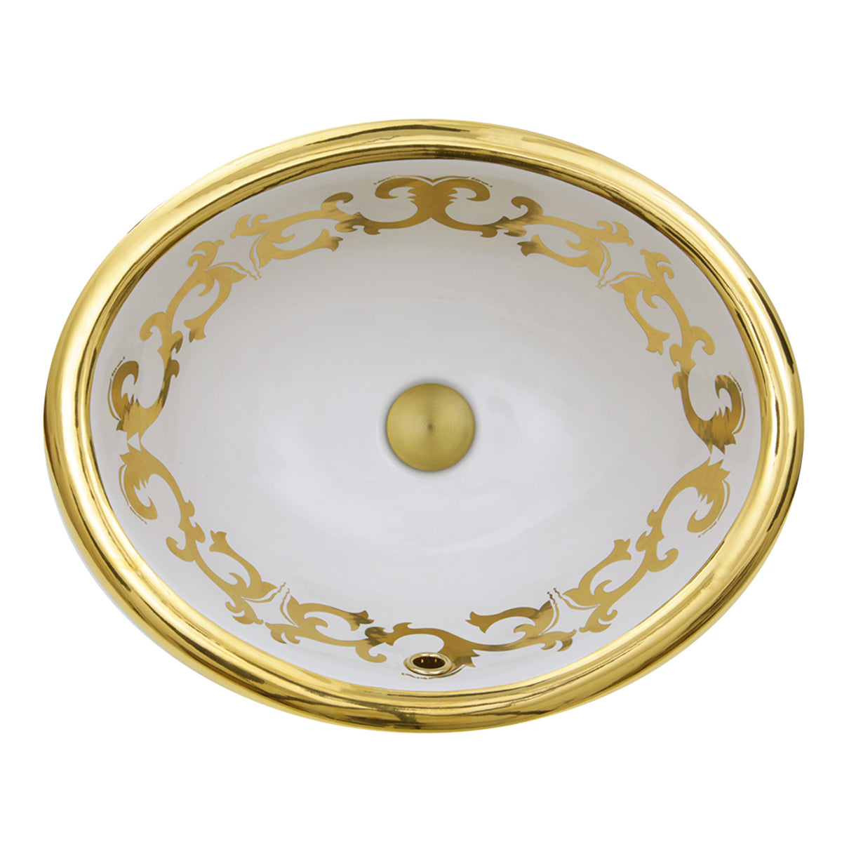 Alternate Image for Nantucket Sinks Regatta 20" Fireclay Bathroom Sink, White/Gold, RC73240GS