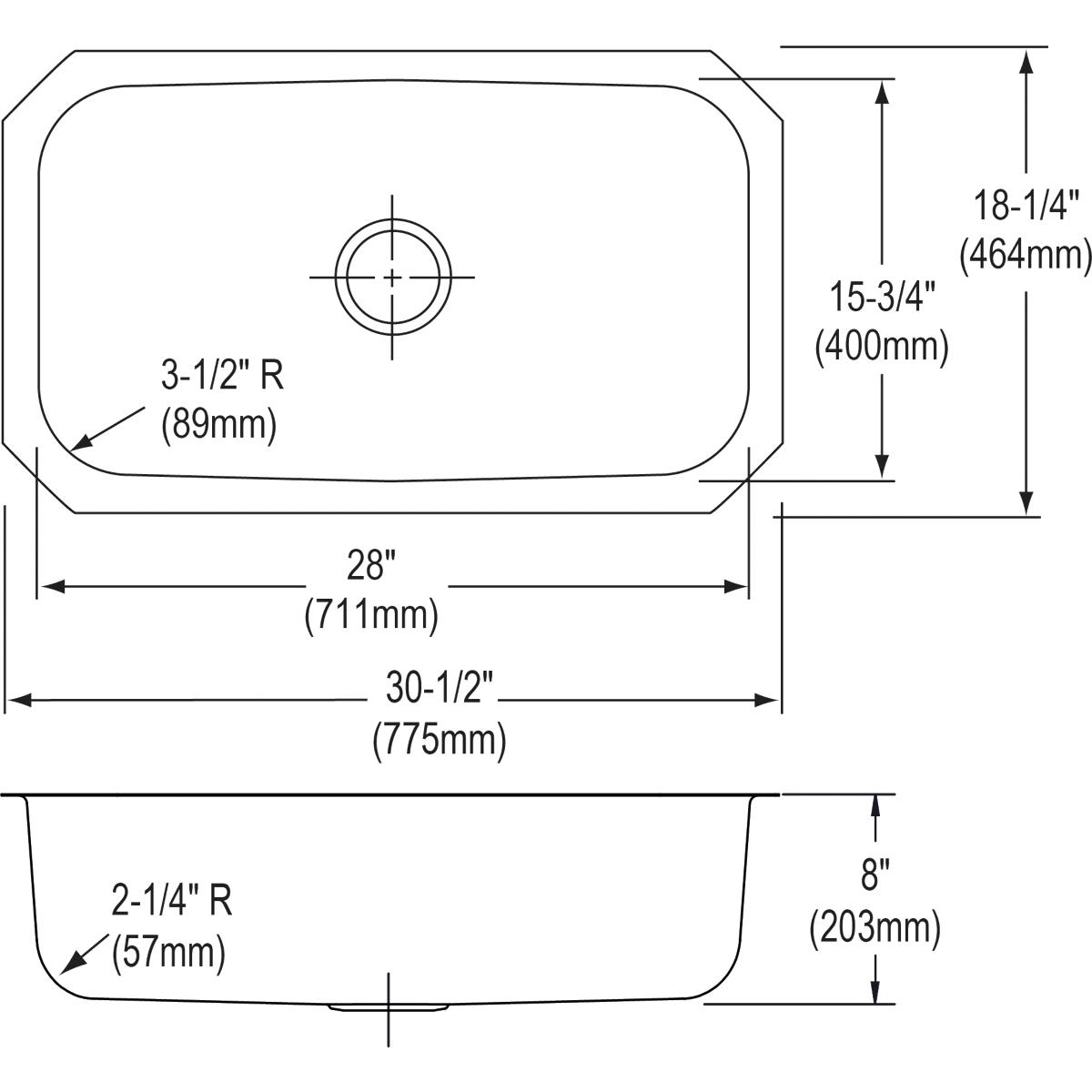 Alternate Image for Elkay Dayton 31" Stainless Steel Kitchen Sink, 18 Gauge, Soft Satin, DCFU2816