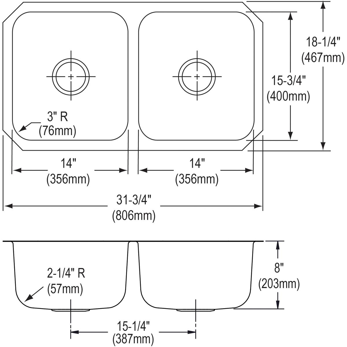 Alternate Image for Elkay Dayton 32" Undermount Stainless Steel Kitchen Sink, 50/50 Double Bowl, 18 Gauge, Soft Satin, DCFU3118