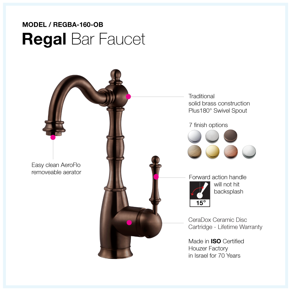 Alternate Image for Houzer Regal Solid Brass Bar Faucet Oil Rubbed Bronze, REGBA-160-OB