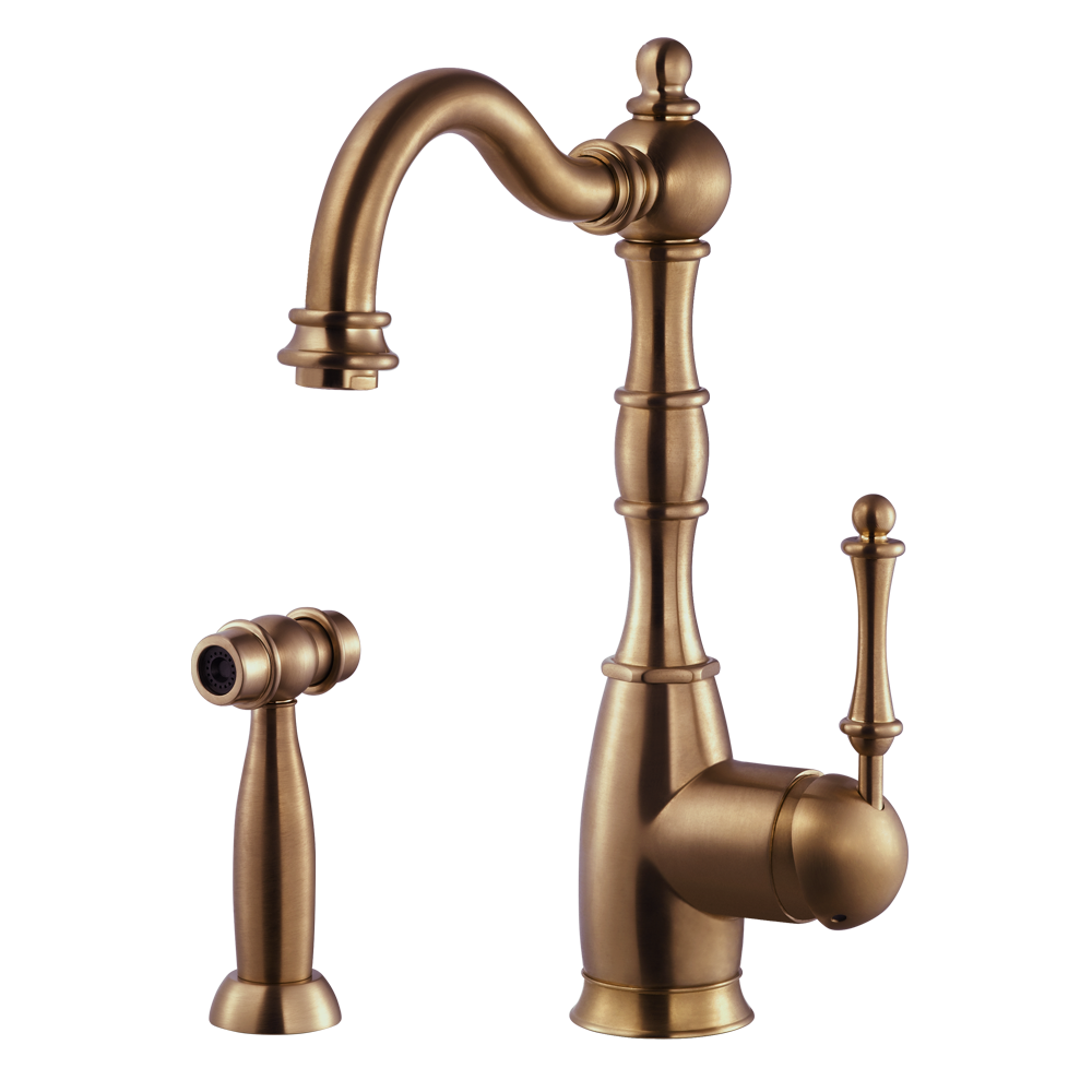 Alternate Image for Houzer Regal Solid Brass Kitchen Faucet with Sidespray Antique Copper, REGSS-181-AC