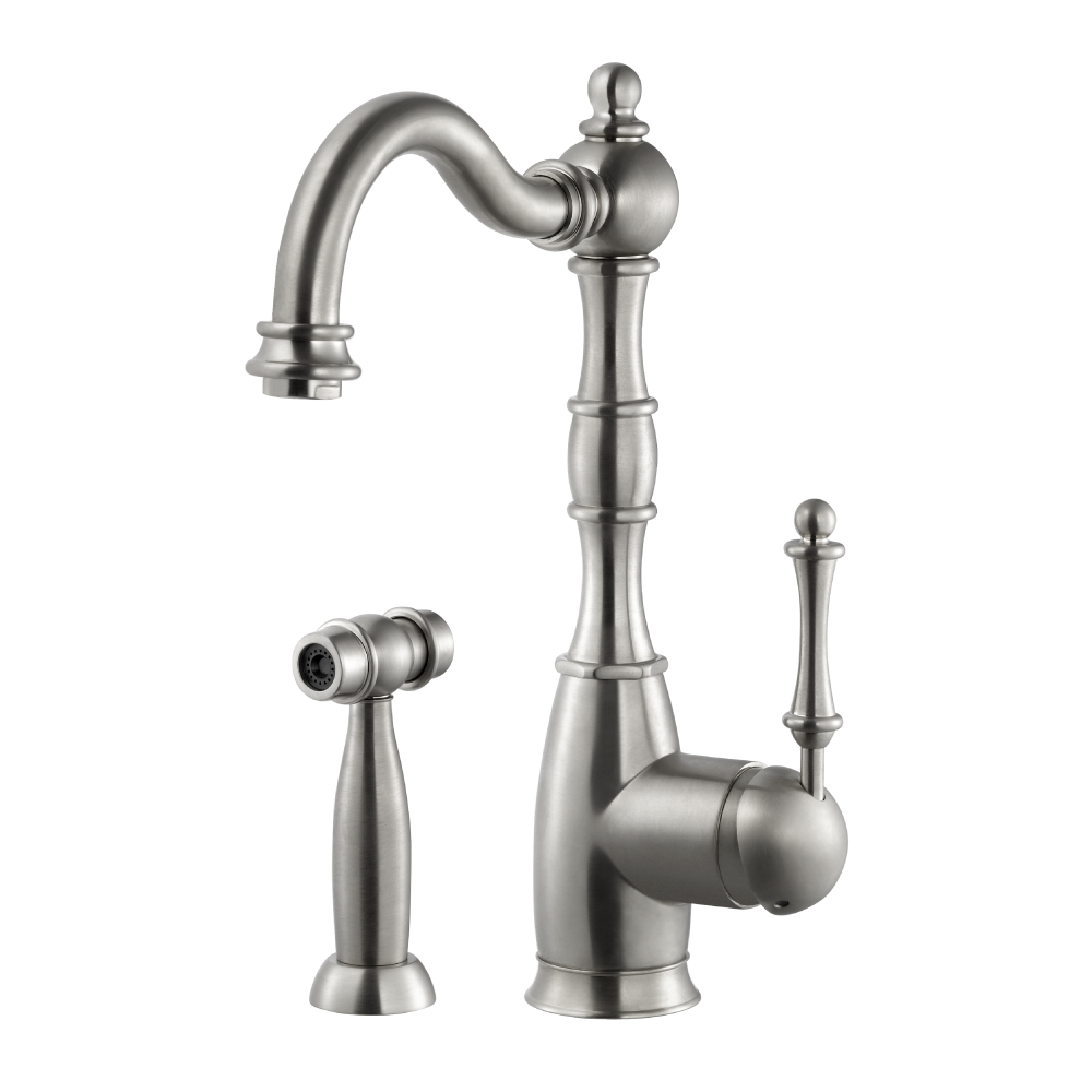 Alternate Image for Houzer Regal Solid Brass Kitchen Faucet with Sidespray Brushed Nickel, REGSS-181-BN
