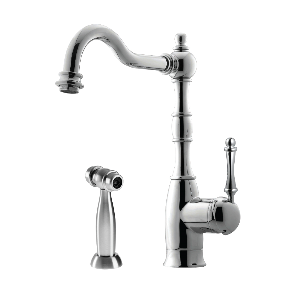 Alternate Image for Houzer Regal Traditional Solid Brass Kitchen Faucet with Sidespray Polished Chrome, REGSS-181-PC