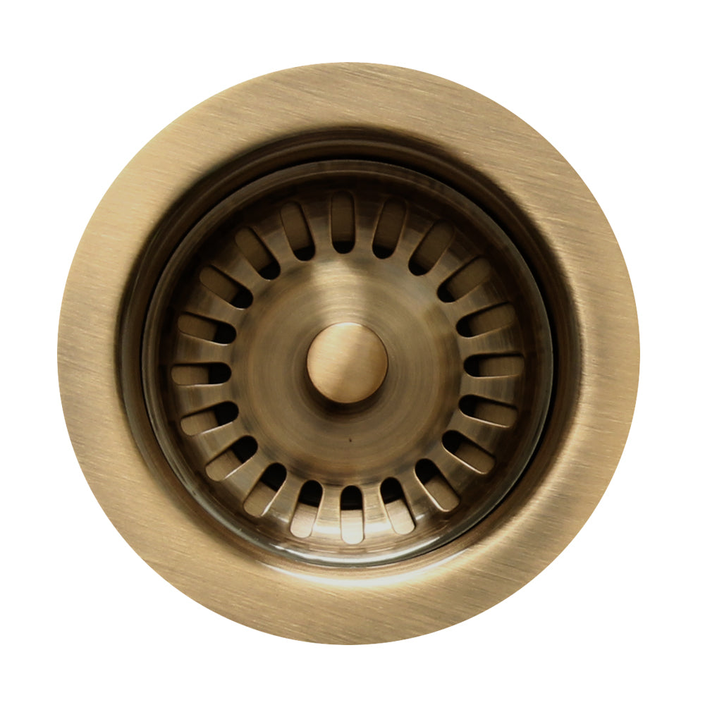 Whitehaus 3 1/2'' Fireclay Sink Brass Basket Strainer, Antique Brass, RNW35-AB - The Sink Boutique