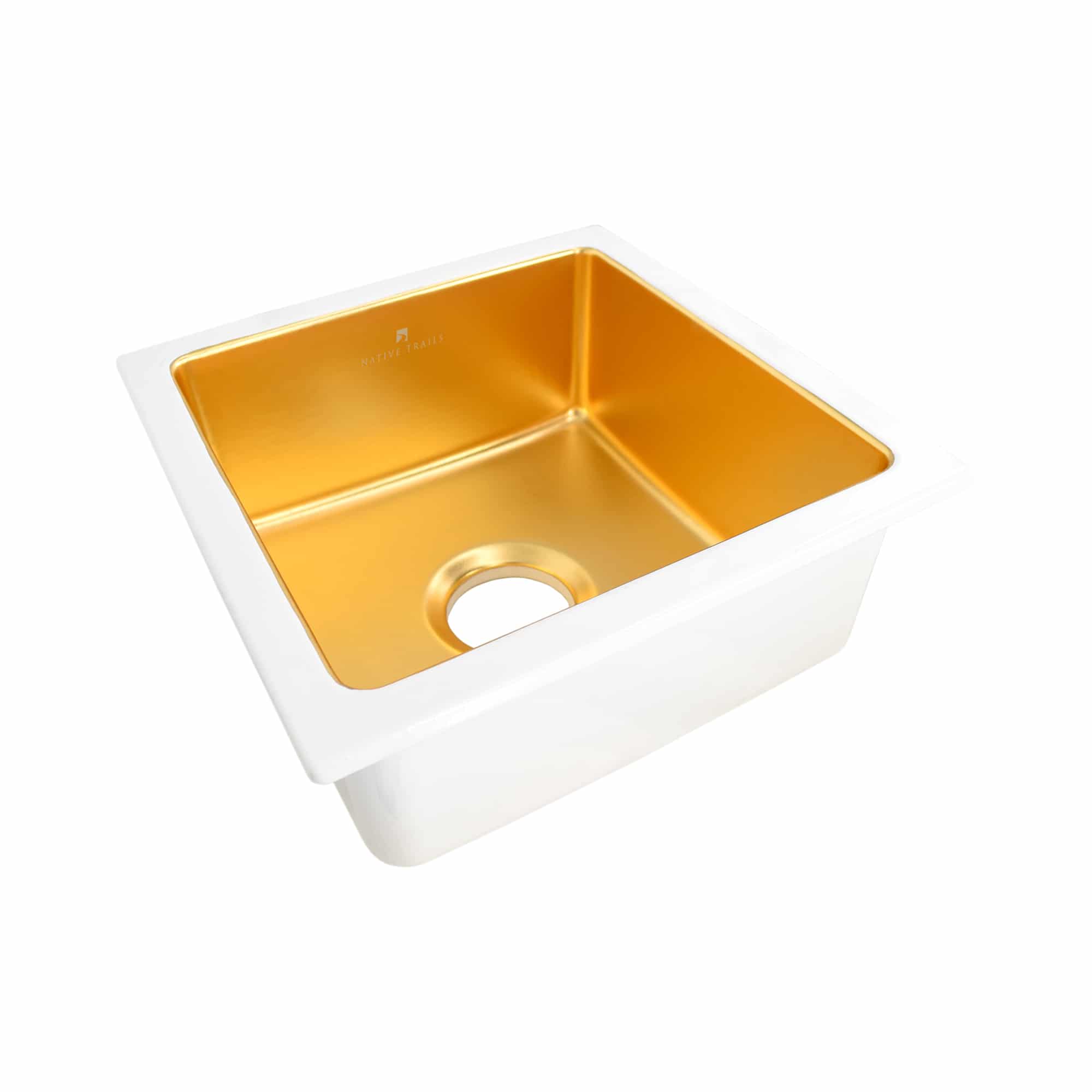 Alternate Image for Native Trails Reveler 16" Square Fireclay Bar/Prep Sink, Matte Gold, PMB1515-G