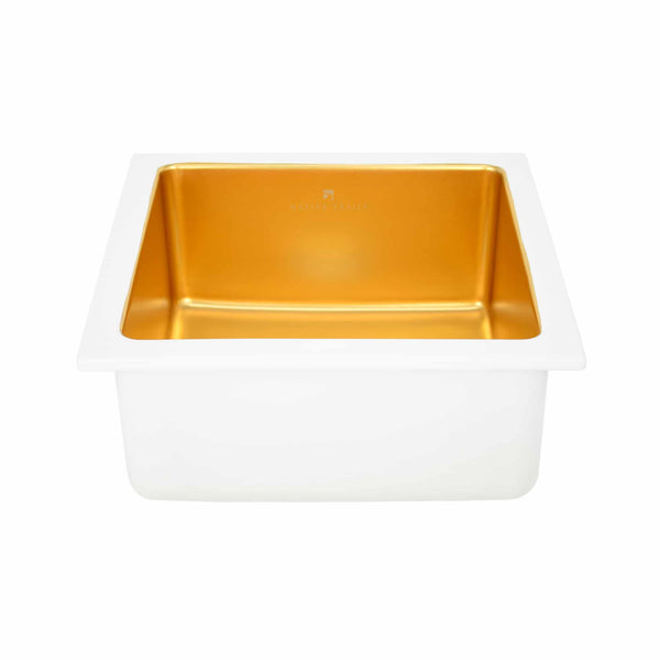 Native Trails Reveler 16 Square Fireclay Bar Prep Sink Matte Gold P