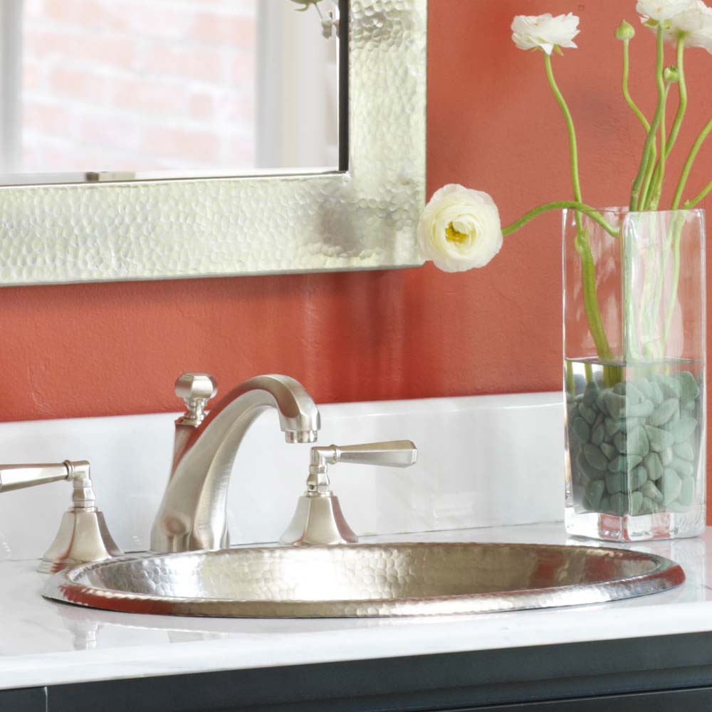 Native Trails Rolled Classic 19" Oval Nickel Bathroom Sink, Brushed Nickel, CPS540