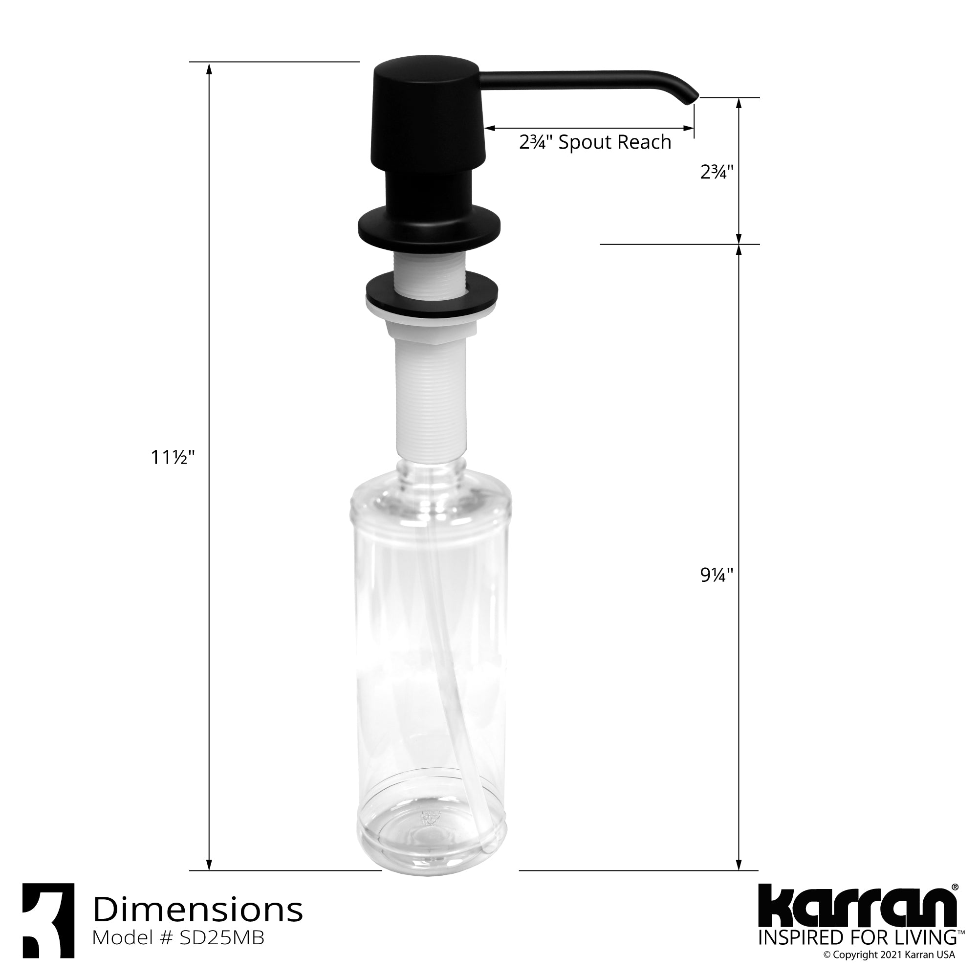 Alternate Image for Karran SD25 Kitchen Soap/Lotion Dispenser in Matte Black, SD25MB