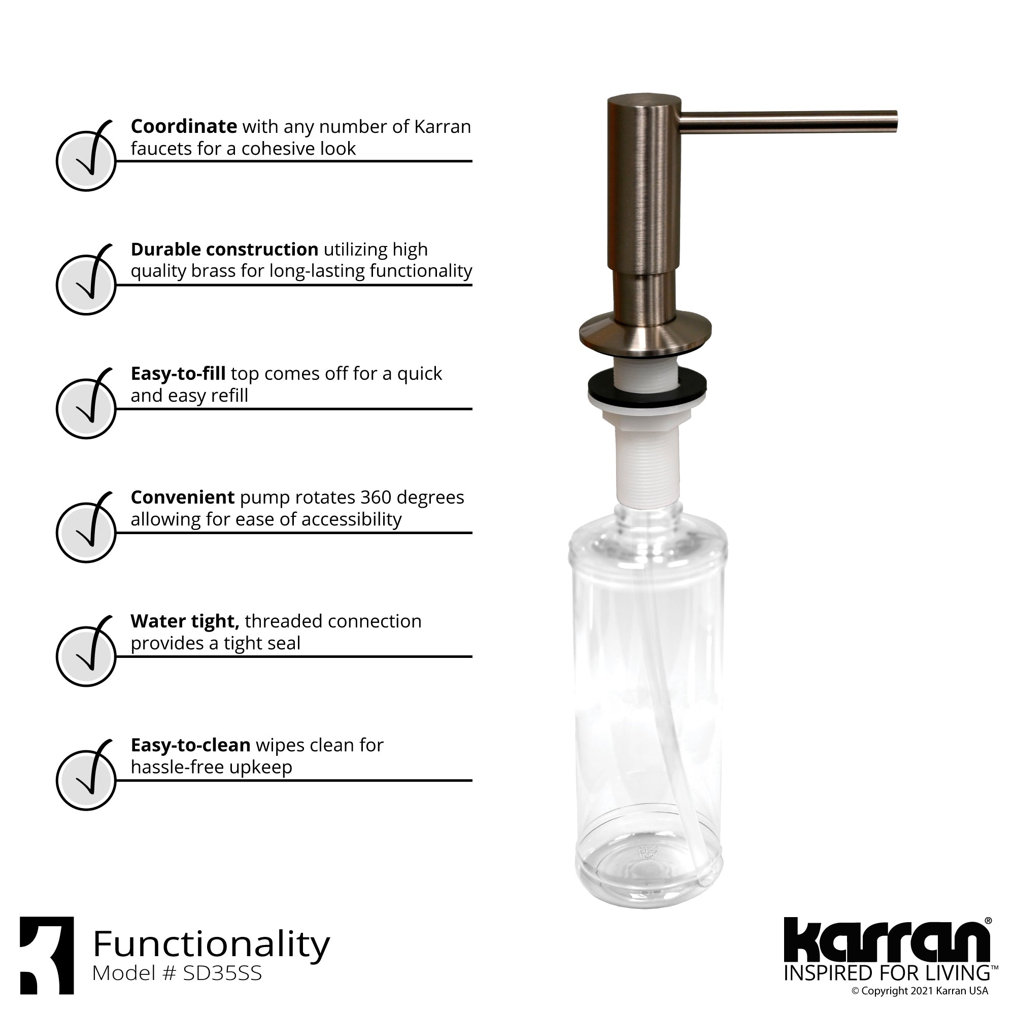 Alternate Image for Karran SD35 Kitchen Soap/Lotion Dispenser in Stainless Steel, SD35SS