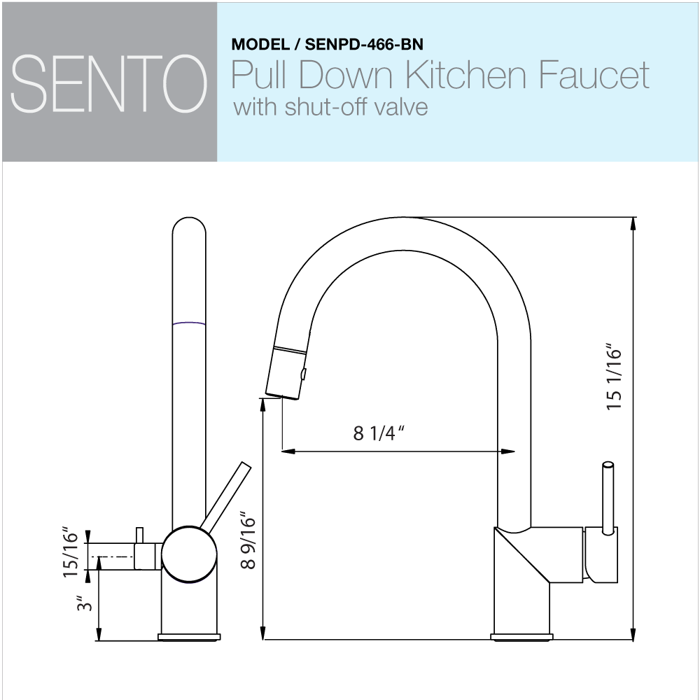 Alternate Image for Houzer Sentinel Pull Down Kitchen Faucet Hot Water Safety Brushed Nickel, SENPD-466-BN