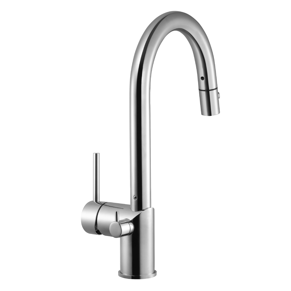 Houzer Sentinel Pull Down Kitchen Faucet with Hot Water Safety Switch Polished Chrome, SENPD-466-PC