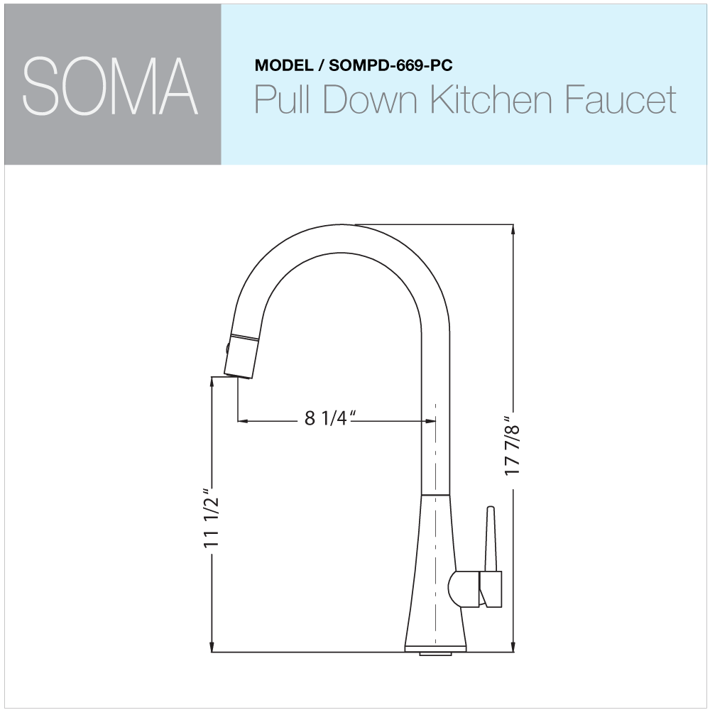 Alternate Image for Houzer Soma Pull Down Kitchen Faucet with CeraDox Technology Polished Chrome, SOMPD-669-PC
