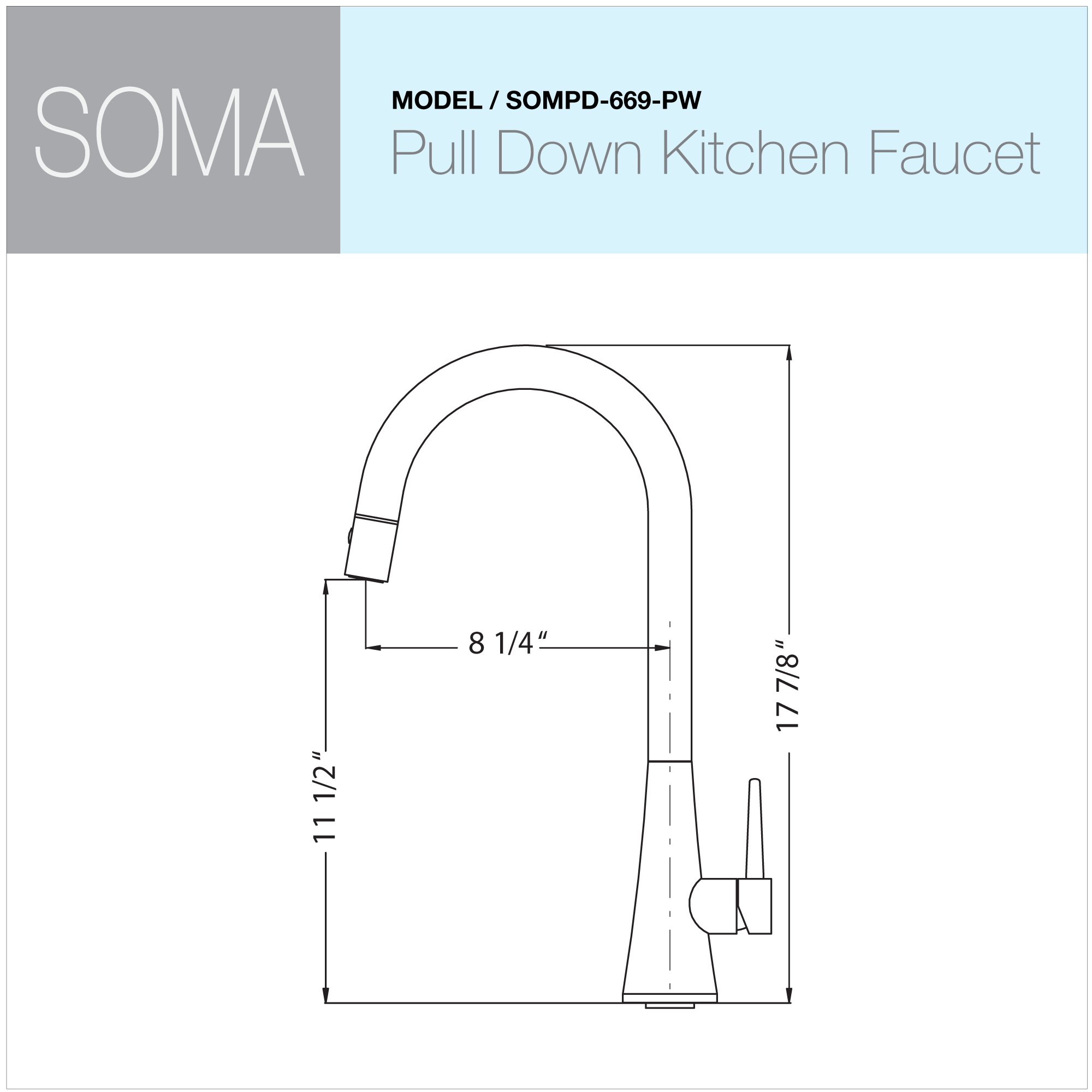 Alternate Image for Houzer Soma 1.75 GPM Lever Brass Kitchen Faucet, Pull Down, Pewter, SOMPD-669-PW