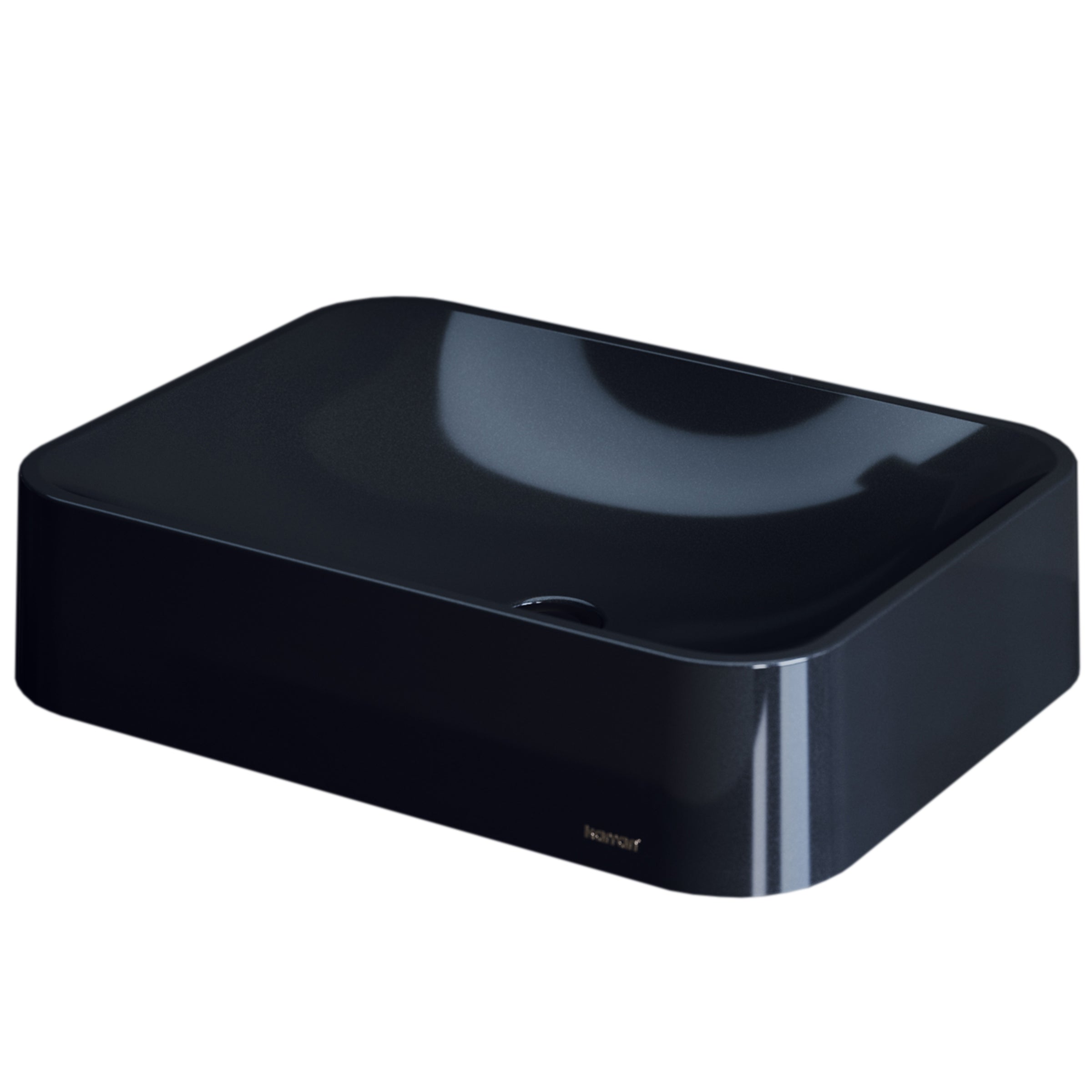 Karran Sternhagen Sea Crest 21.5" x 16.375" Rectangular Vessel Quartz Composite ADA Bathroom Sink, Black, SQS200BL