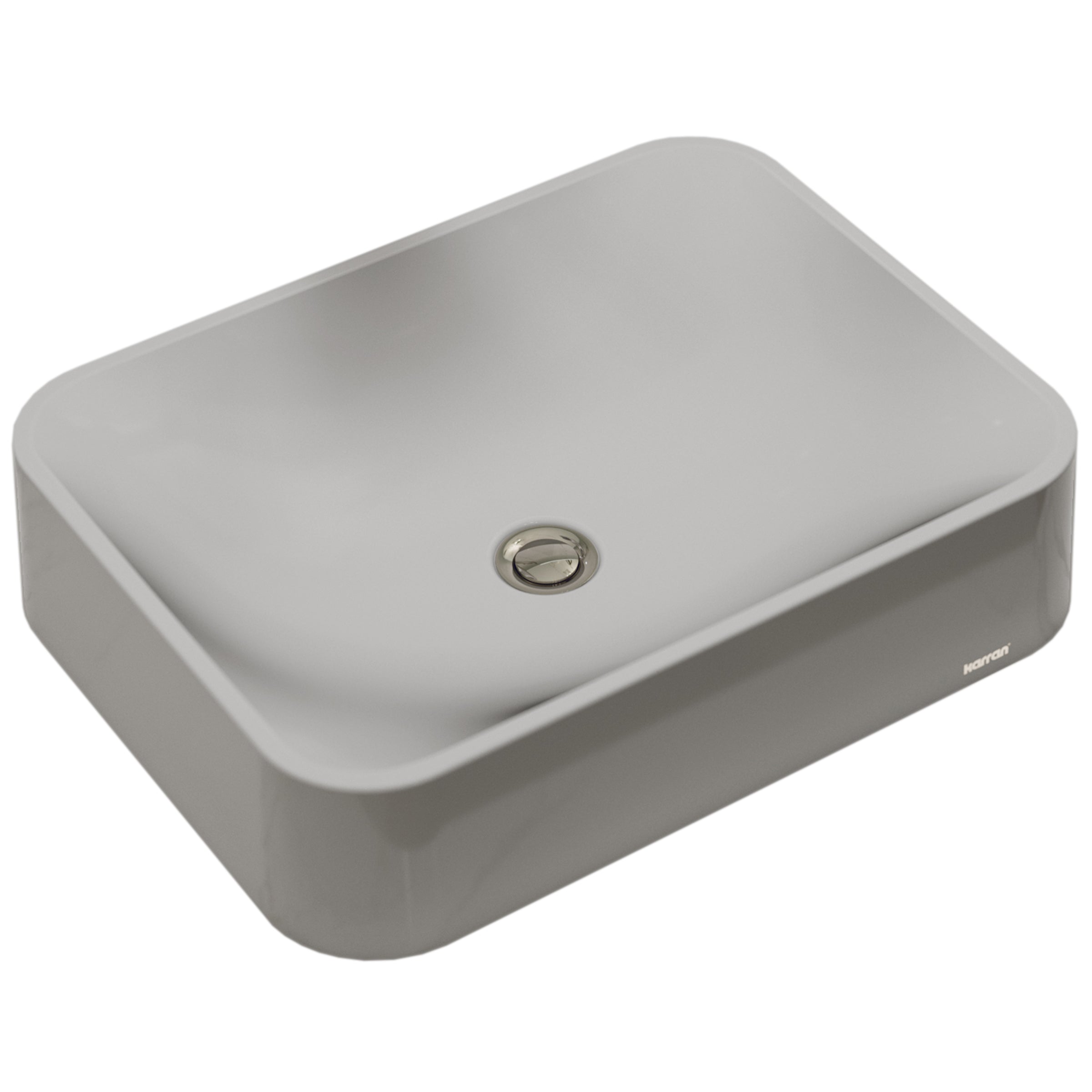 Karran Sternhagen Sea Crest 21.5" x 16.375" Rectangular Vessel Quartz Composite ADA Bathroom Sink, Grey, SQS200GR