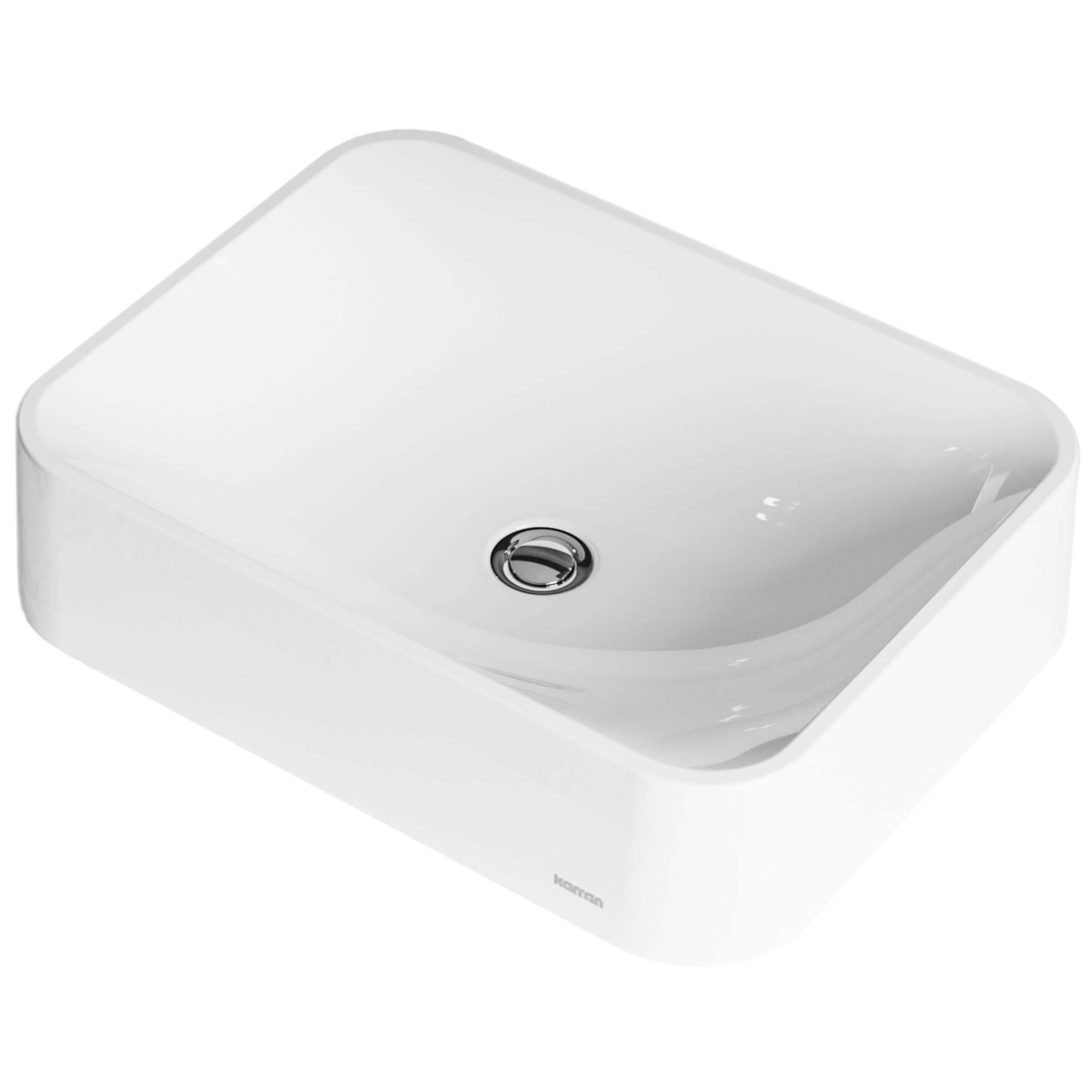 Alternate Image for Karran Sternhagen Sea Crest 21.5" x 16.375" Rectangular Vessel Quartz Composite ADA Bathroom Sink, White, SQS200WH