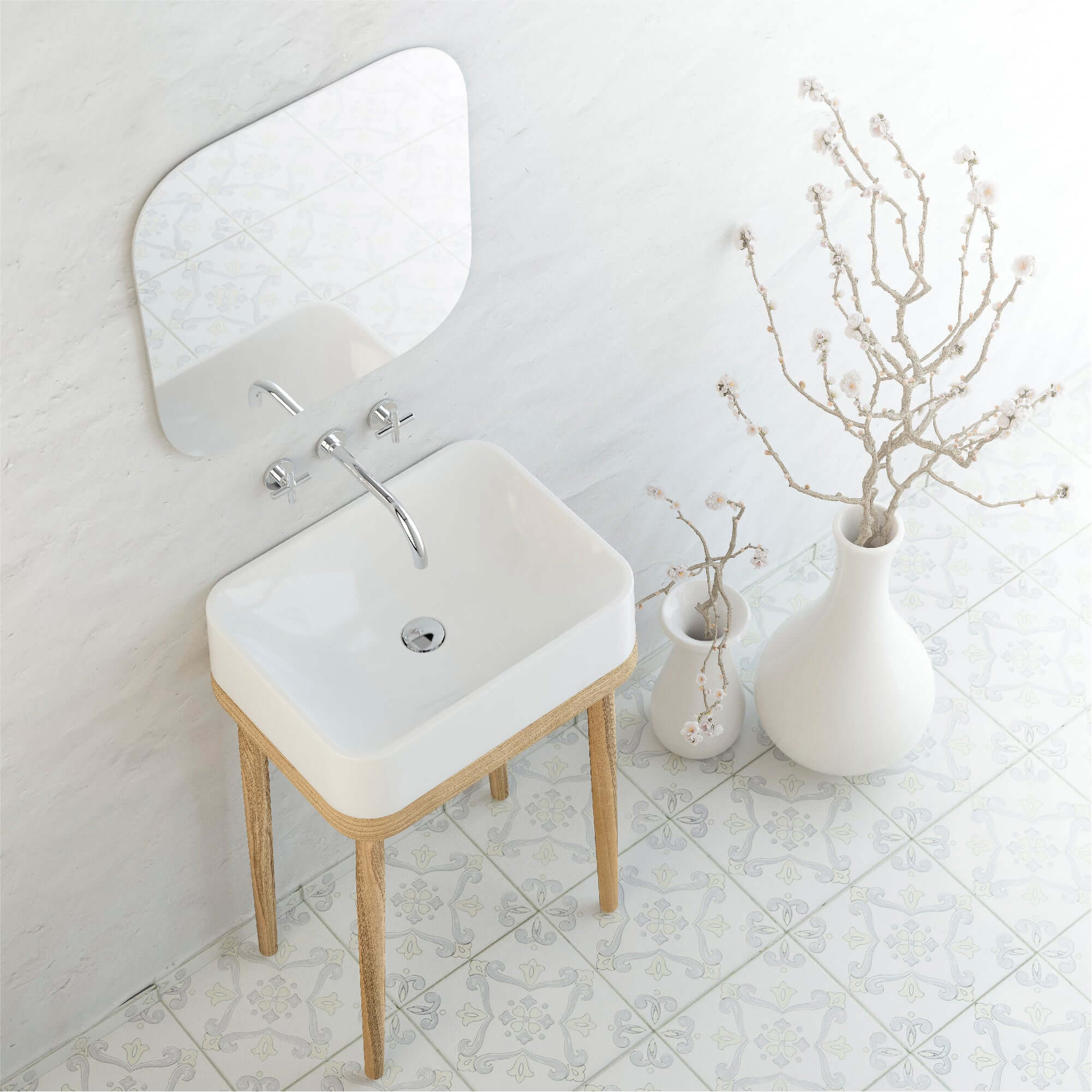 Alternate Image for Karran Sternhagen Sea Crest 21.5" x 16.375" Rectangular Vessel Quartz Composite ADA Bathroom Sink, White, SQS200WH