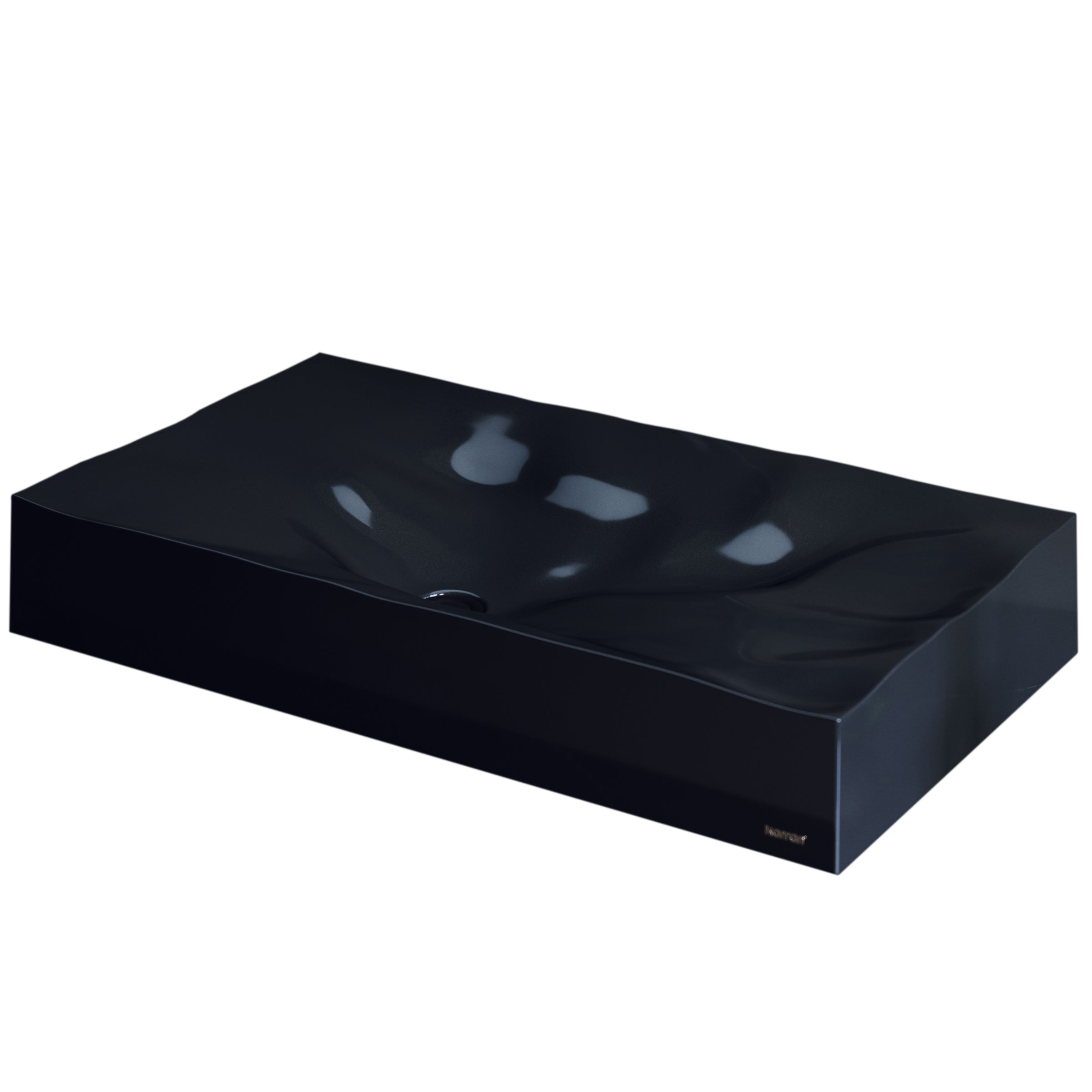 Karran Sternhagen Mirage 32.125" x 18.25" Rectangular Vessel Quartz Composite ADA Bathroom Sink, Black, SQS300BL