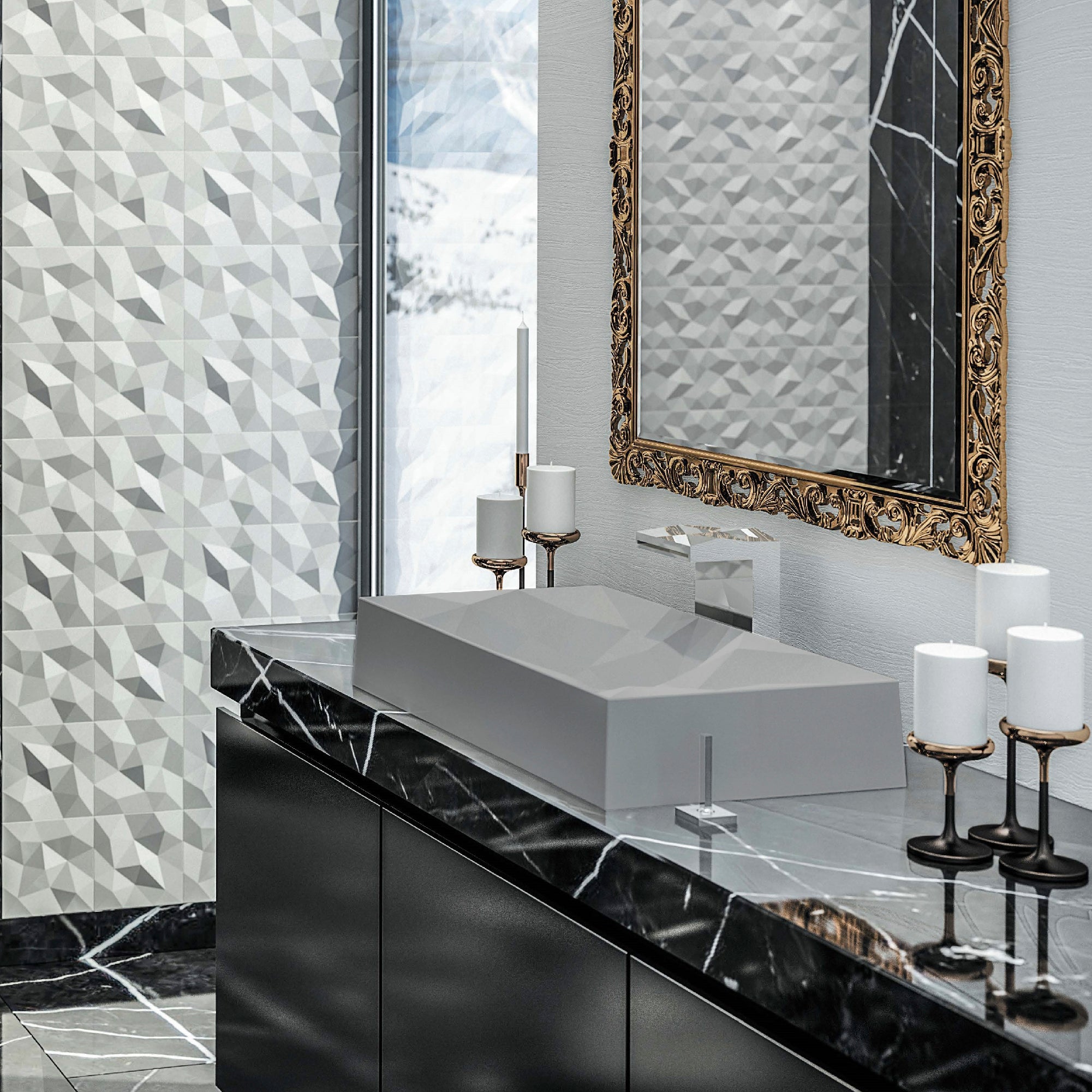Alternate Image for Karran Sternhagen Diamond 28.125" x 16.375" Rectangular Vessel Quartz Composite ADA Bathroom Sink, Grey, SQS400GR