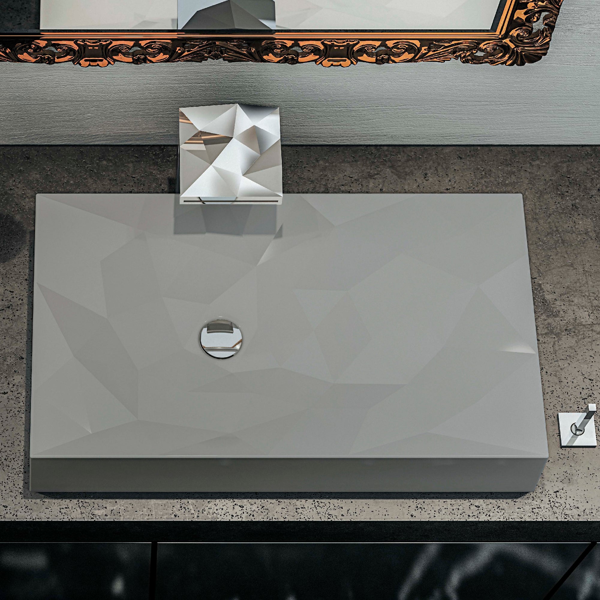 Alternate Image for Karran Sternhagen Diamond 28.125" x 16.375" Rectangular Vessel Quartz Composite ADA Bathroom Sink, Grey, SQS400GR