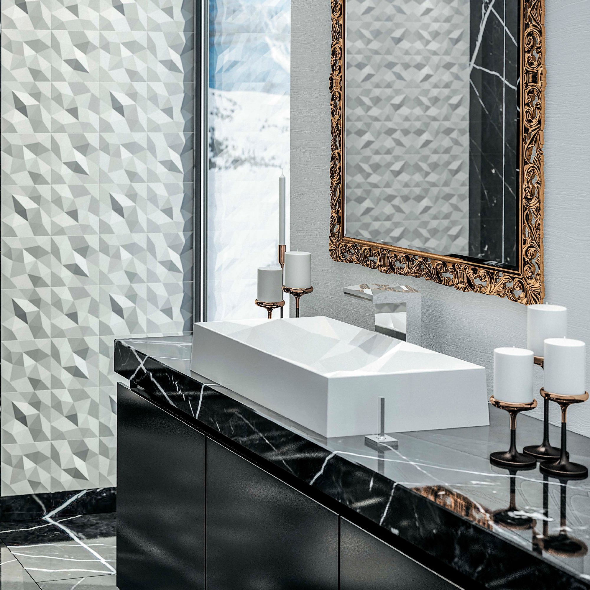 Alternate Image for Karran Sternhagen Diamond 28.125" x 16.375" Rectangular Vessel Quartz Composite ADA Bathroom Sink, White, SQS400WH