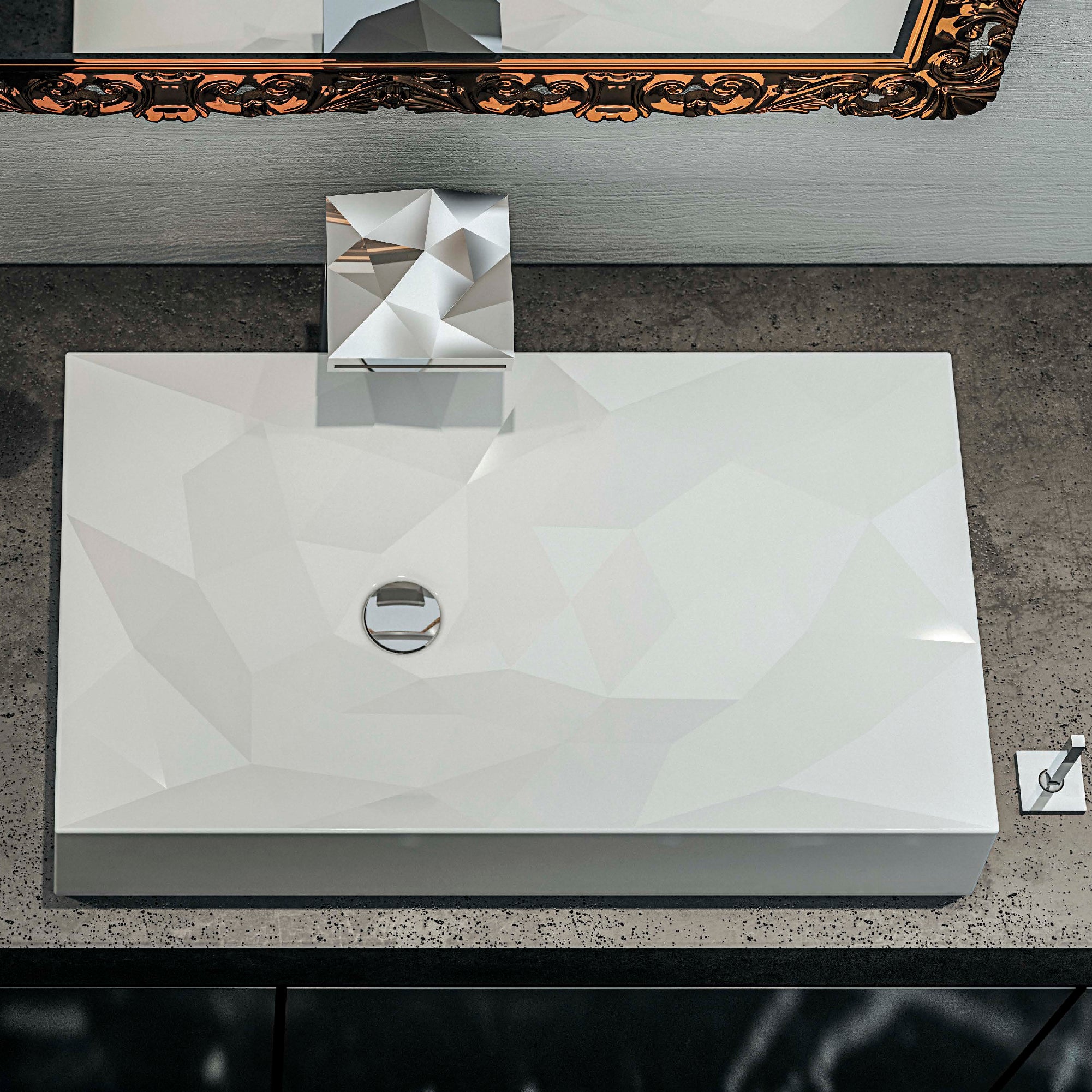 Alternate Image for Karran Sternhagen Diamond 28.125" x 16.375" Rectangular Vessel Quartz Composite ADA Bathroom Sink, White, SQS400WH
