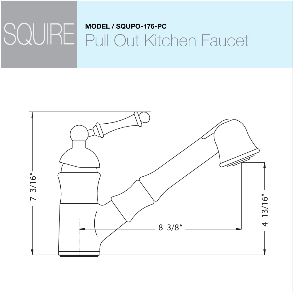 Alternate Image for Houzer Squire Pull Out Traditional Kitchen Faucet with CeraDox Technology Polished Chrome, SQUPO-176-PC