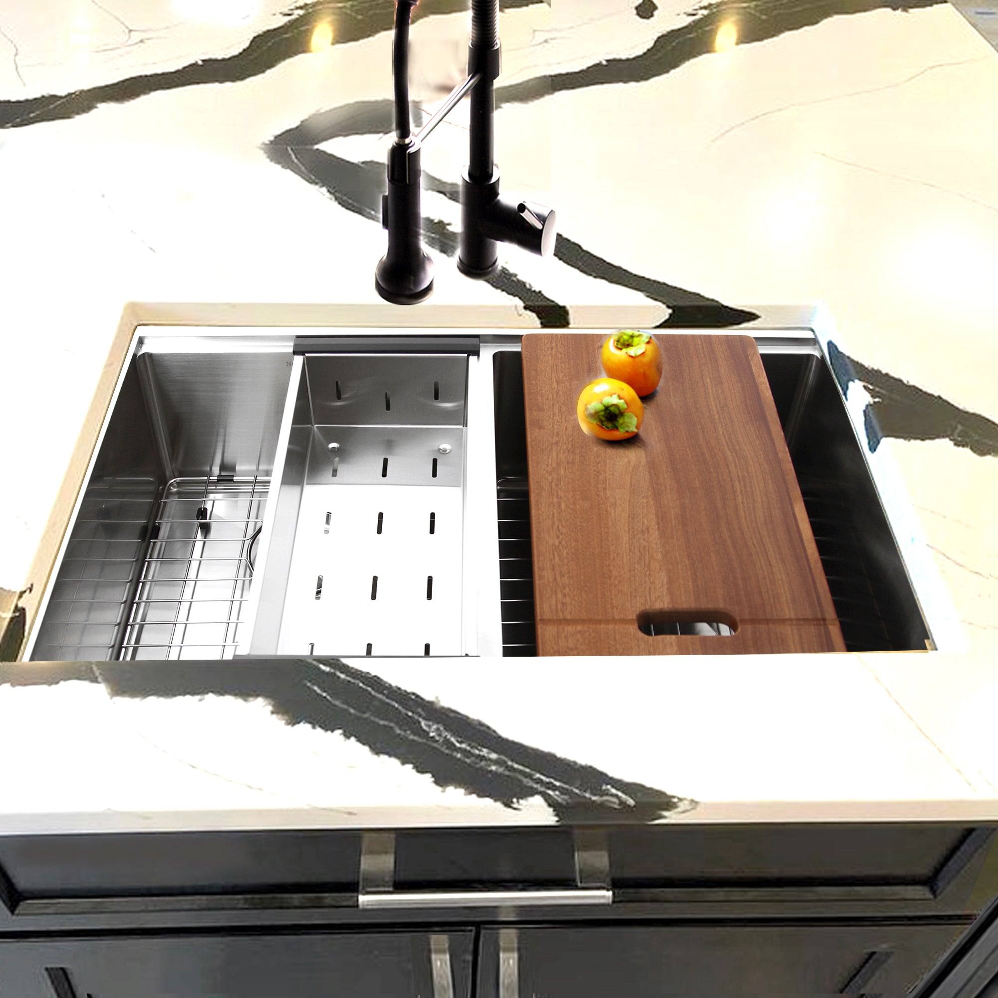 Alternate Image for Nantucket Sinks Pro Series 32" Stainless Steel Workstation Kitchen Sink, 16 Gauge, 50/50 Double Bowl, SR-PS-3219-DE-16