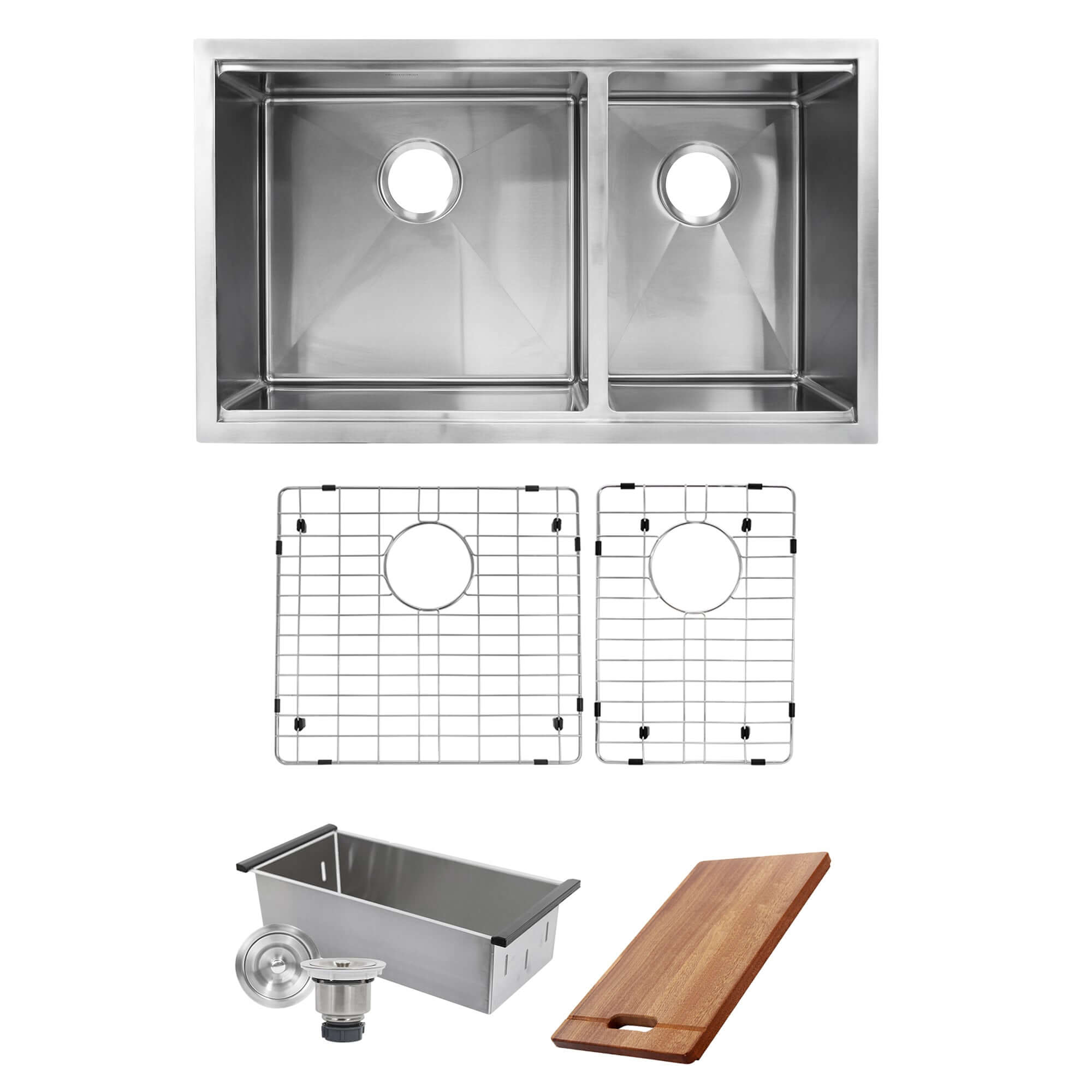 Alternate Image for Nantucket Sinks Pro Series 32" Stainless Steel Workstation Kitchen Sink, 16 Gauge, 60/40 Double Bowl, SR-PS-3219-OS-16