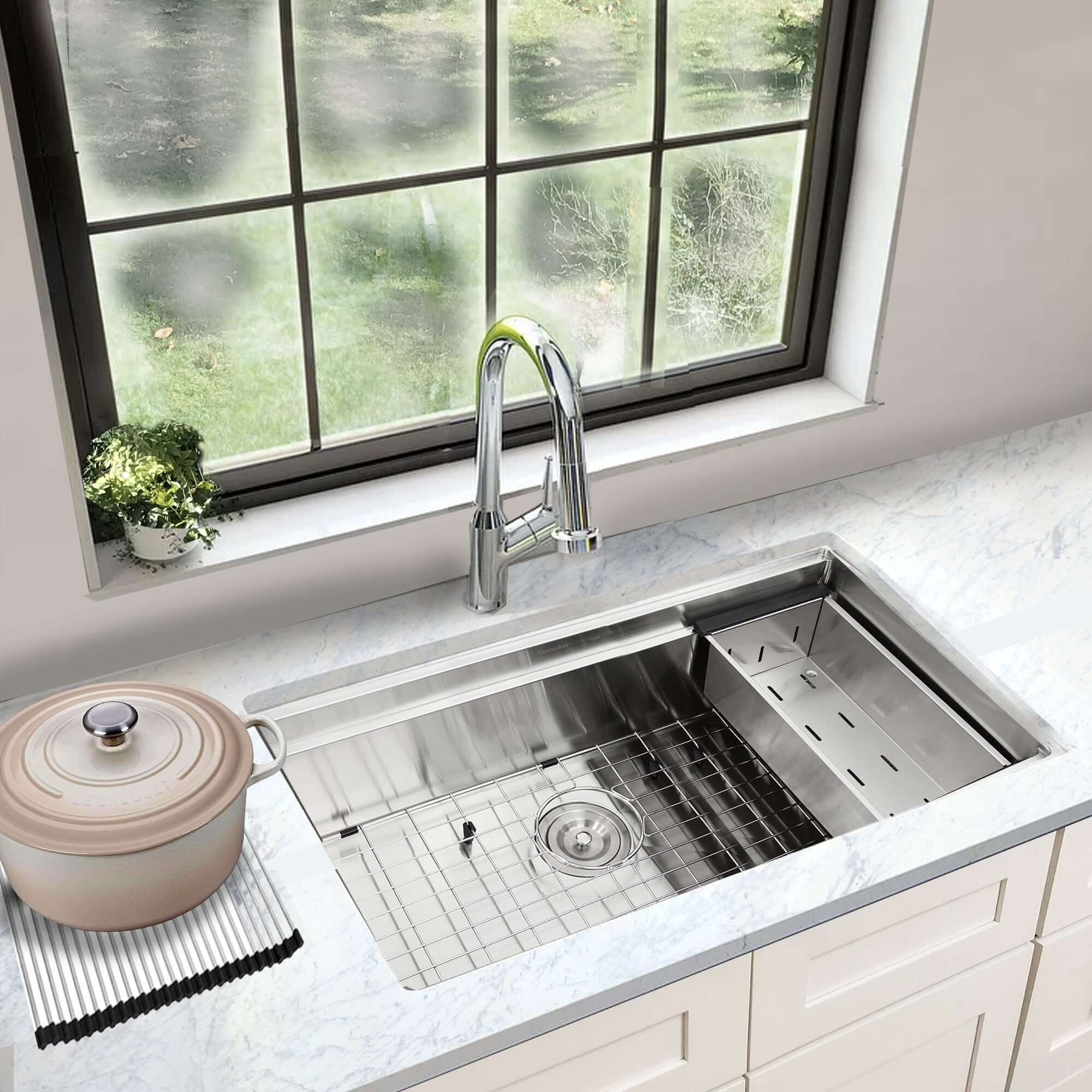 Alternate Image for Nantucket Sinks Pro Series 36" Undermount 304 Stainless Steel Kitchen Sink with Accessories, SR-PS-3620-16
