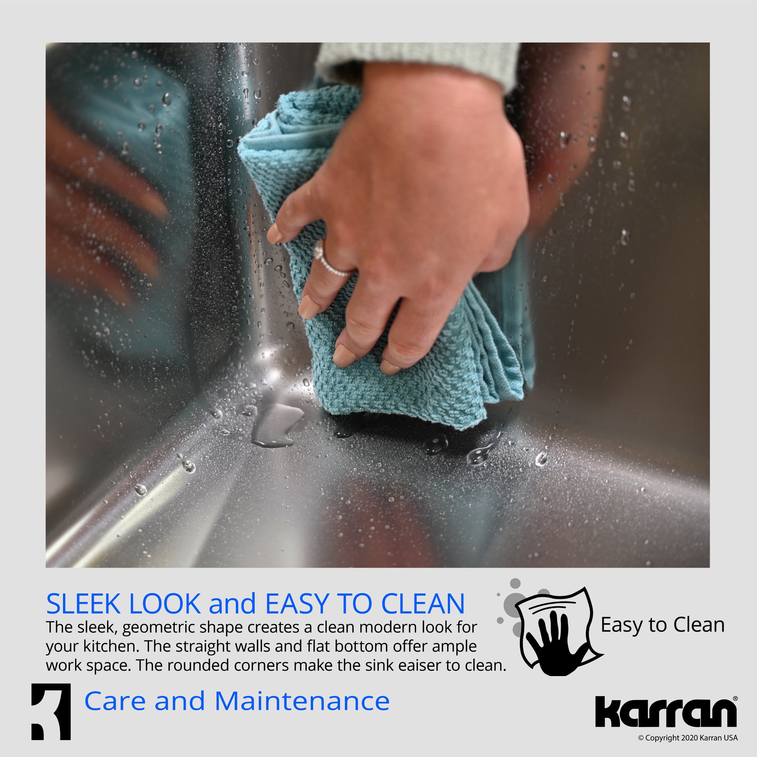 Alternate Image for Karran 23" Undermount Stainless Steel Kitchen Sink with Accessories, 18 Gauge, NC-420-PK1