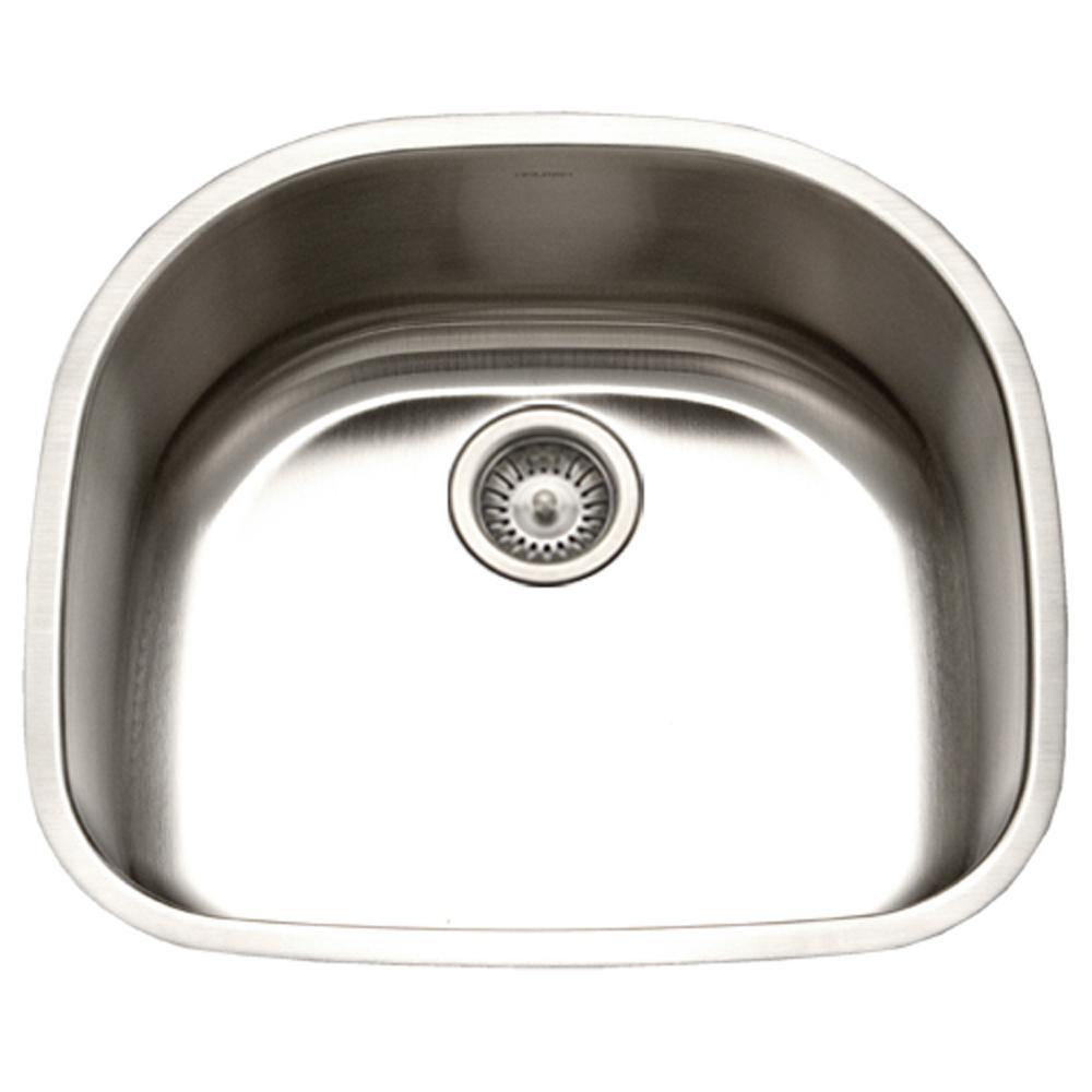 Alternate Image for Houzer 23" Stainless Steel Undermount Single D Bowl Kitchen Sink, 18 Gauge, STS-1400-1