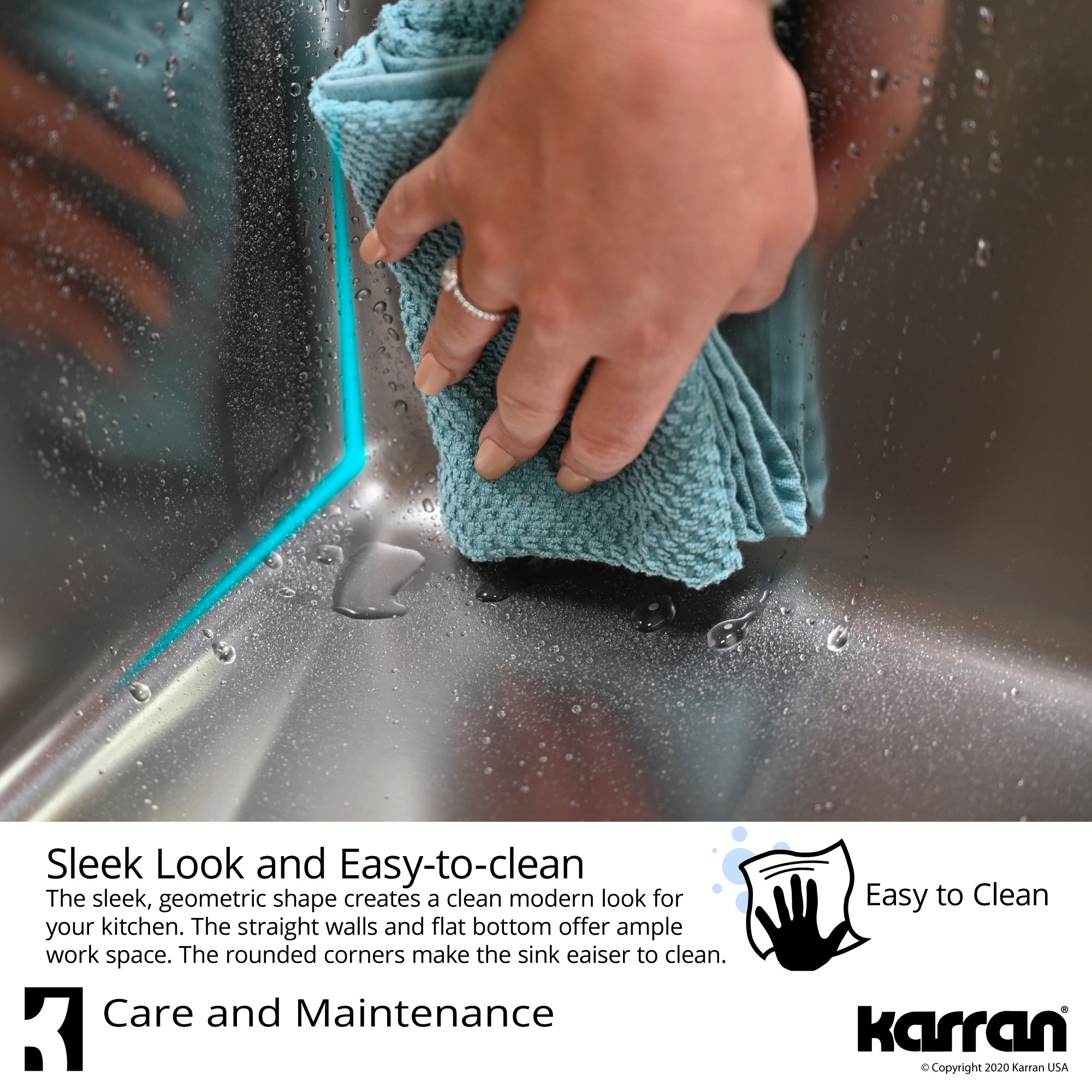 Alternate Image for Karran Select 17" Undermount Stainless Steel Kitchen Sink with Accessories, 16 Gauge, SU71-PK1