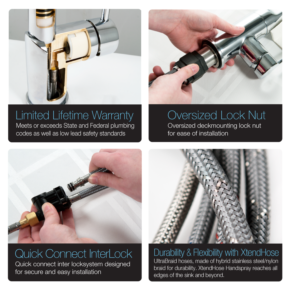 Alternate Image for Houzer Surge Pull Out Kitchen Faucet with CeraDox Technology Polished Chrome, SURPO-571-PC