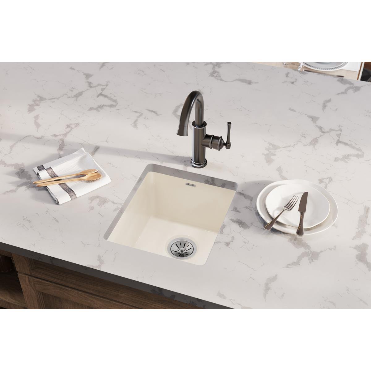 Elkay 16" Fireclay Bar Sink, Biscuit, SWU1517BI - The Sink Boutique