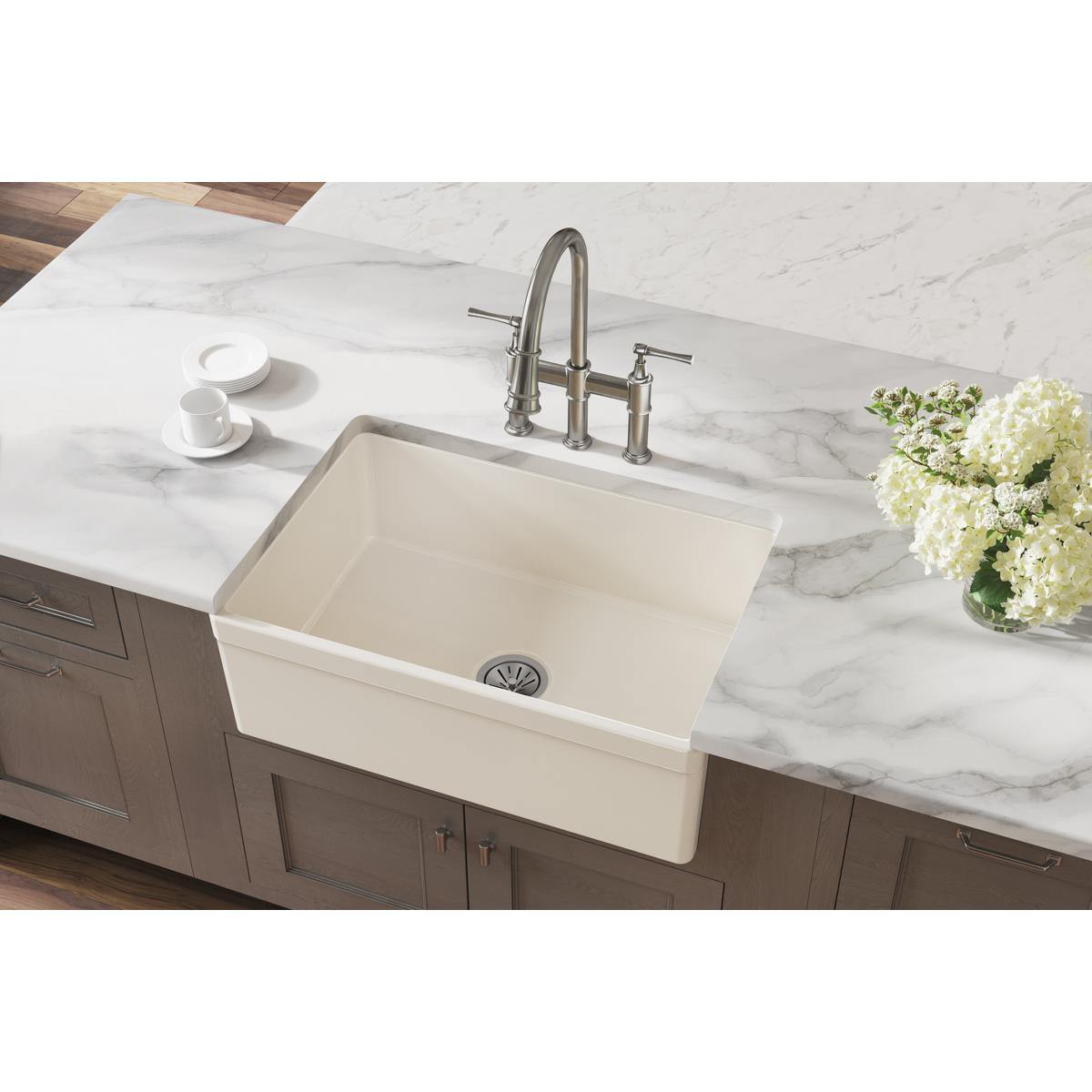 Alternate Image for Elkay 30" Fireclay Farmhouse Kitchen Sink, Biscuit, SWUF28179BI