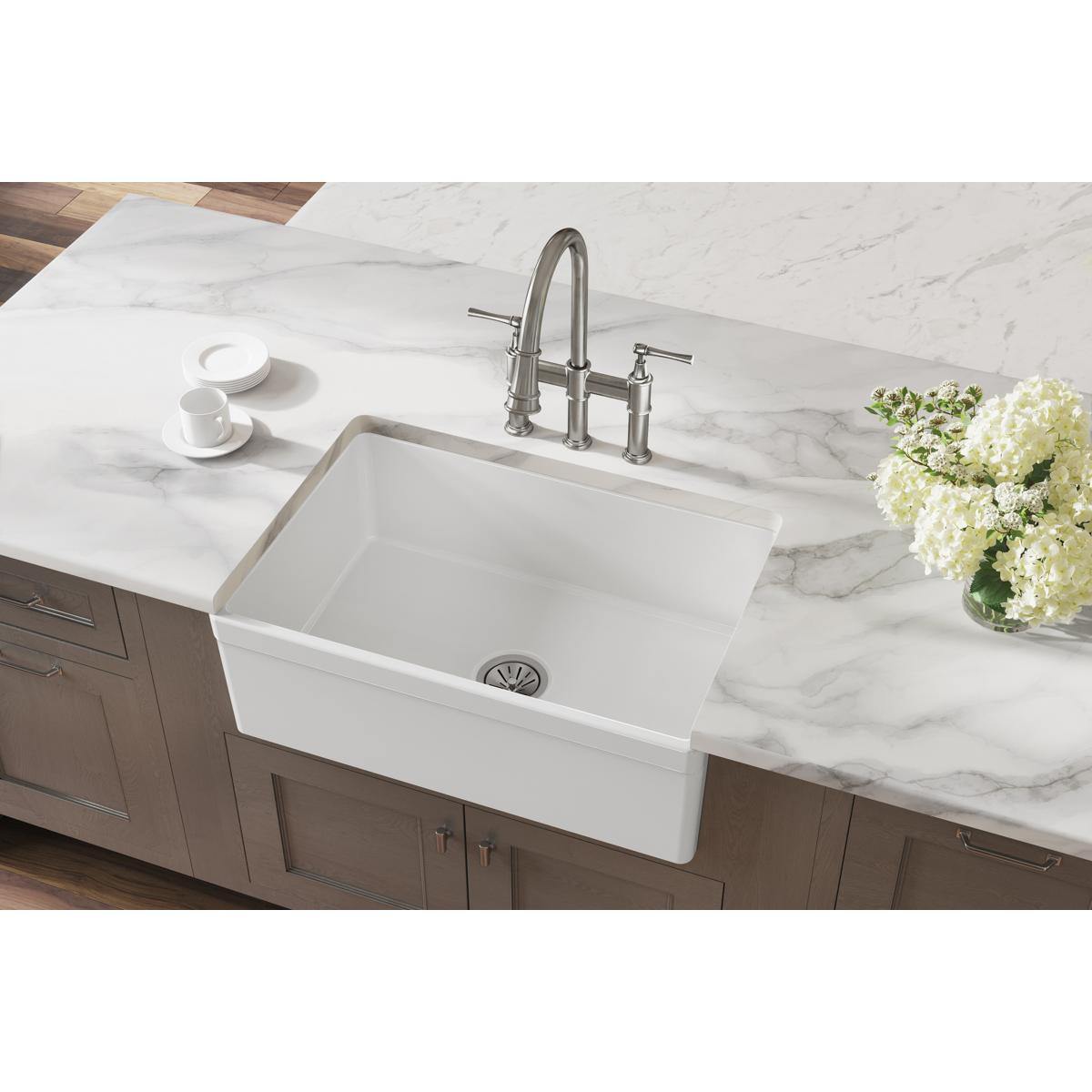 Alternate Image for Elkay 30" Fireclay Farmhouse Kitchen Sink, White, SWUF28179WH
