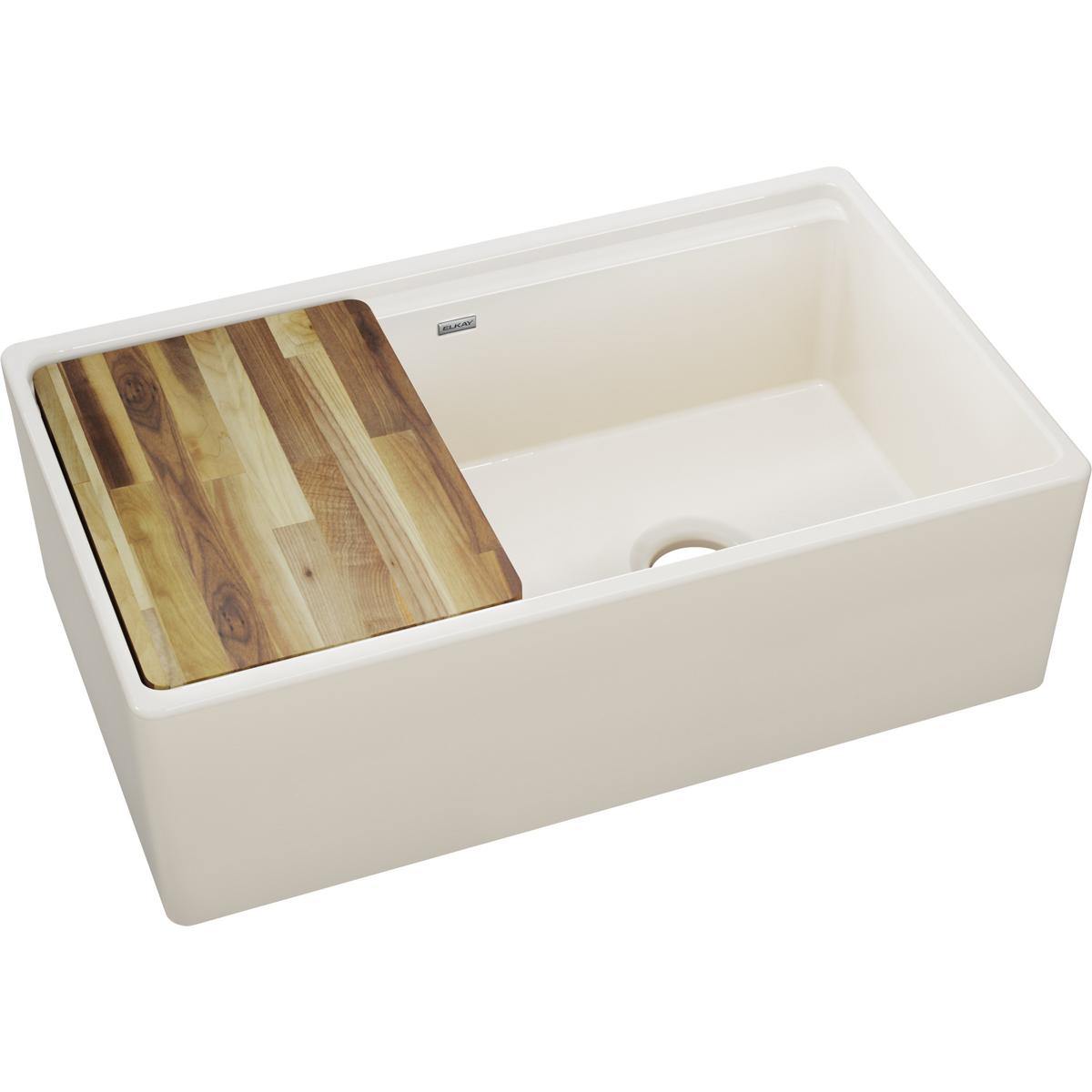 Alternate Image for Elkay 33" Fireclay Farmhouse Kitchen Sink, 40/60 Double Bowl, Biscuit, SWUF3320BI