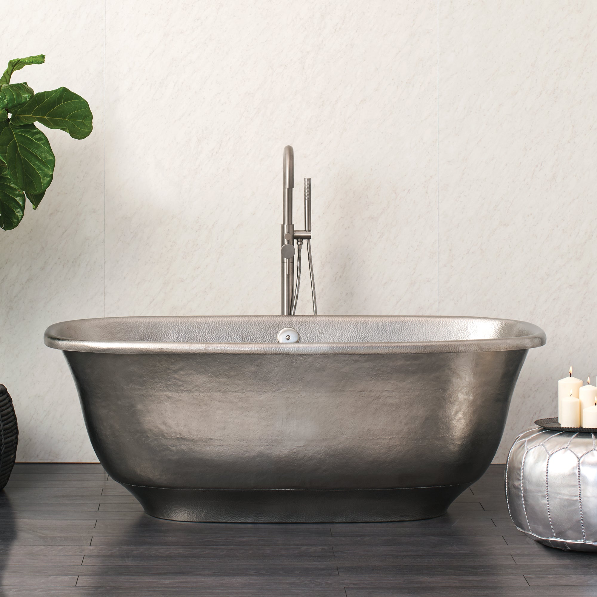 Native Trails 66" Nickel Santorini Bathtub, Brushed Nickel, CPS945