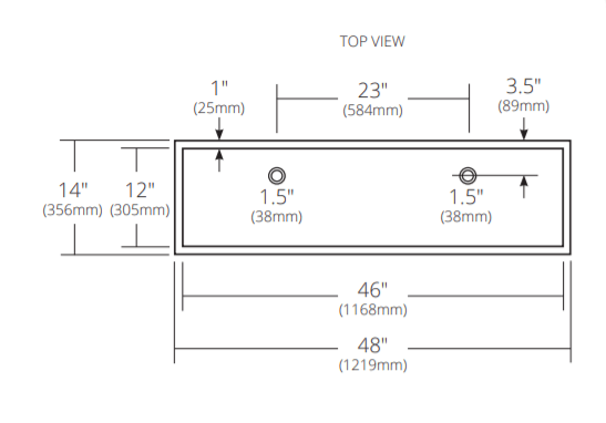 Alternate Image for Native Trails Trough 48" Rectangle Copper Bathroom Sink, Antique Copper, CPS208