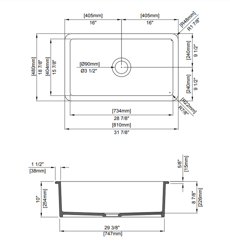 Alternate Image for BOCCHI Sotto 32" Fireclay Undermount Single Bowl Kitchen Sink, Matte White, 1362-002-0120