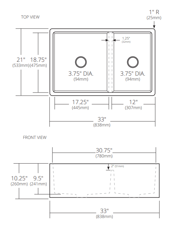 Native Trails Farmhouse Double Bowl 33" NativeStone Concrete Farmhouse Sink, 60/40 Double Bowl, Earth, NSKD3321-E