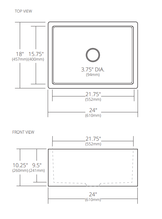 Native Trails 24" NativeStone Concrete Farmhouse Sink, Earth, NSK2418-E