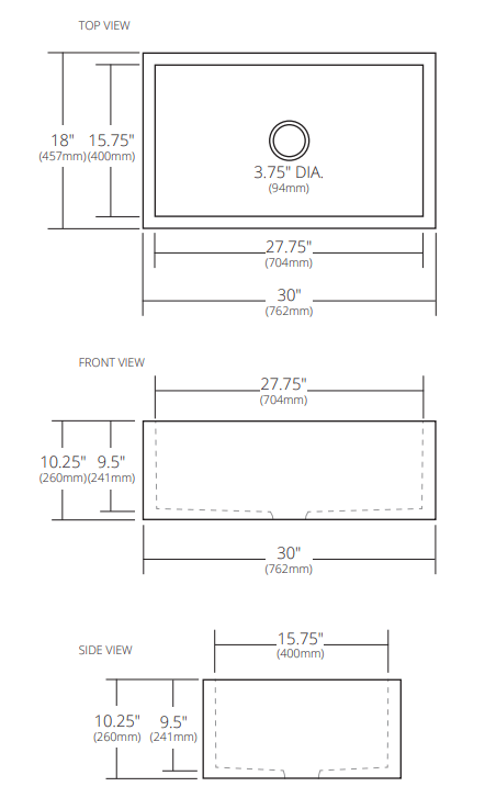 Native Trails 30" NativeStone Concrete Farmhouse Sink, Earth, NSK3018-E