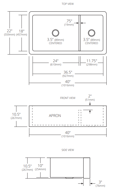 Native Trails Farmhouse Duet Pro 40" Nickel Farmhouse Sink, 70/30 Double Bowl, Brushed Nickel, CPK574