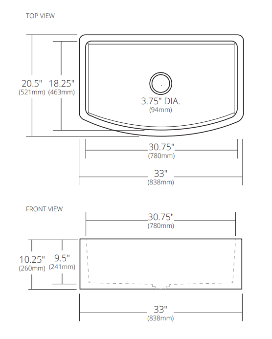 Native Trails Farmhouse Quartet 33" NativeStone Concrete Farmhouse Sink, Earth, NSKQ3320-E